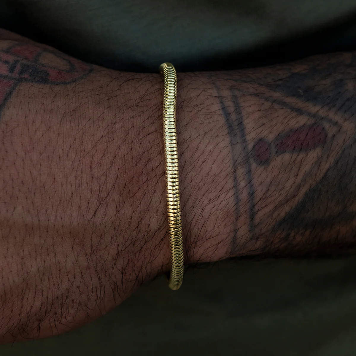 Snake Chain Bracelet in Yellow Gold- 4mm