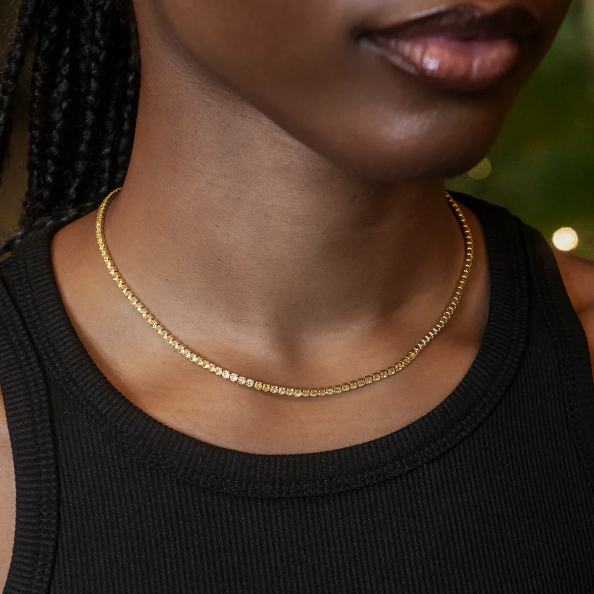 Canary Micro Tennis Necklace + Bracelet Bundle in Yellow Gold