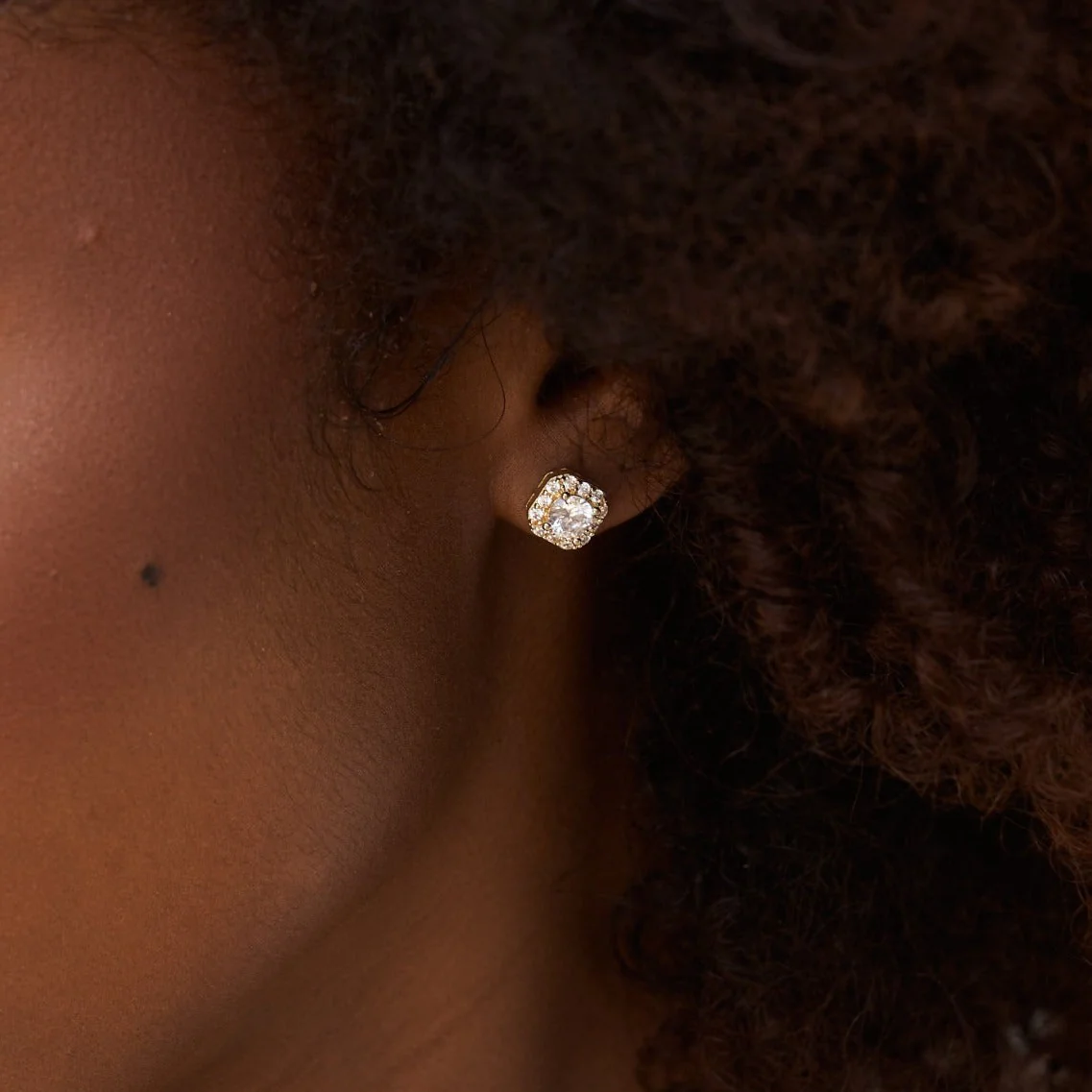 Women's Micro Clustered Moissanite Earrings in Yellow Gold Vermeil