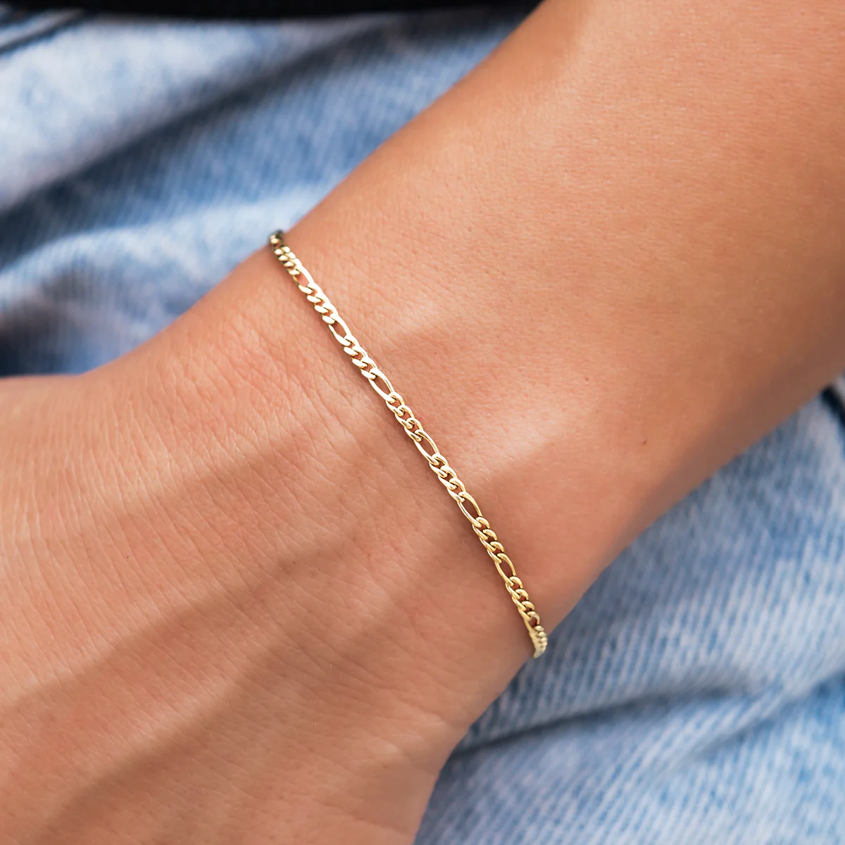 Figaro Bracelet in Yellow Gold- 2mm