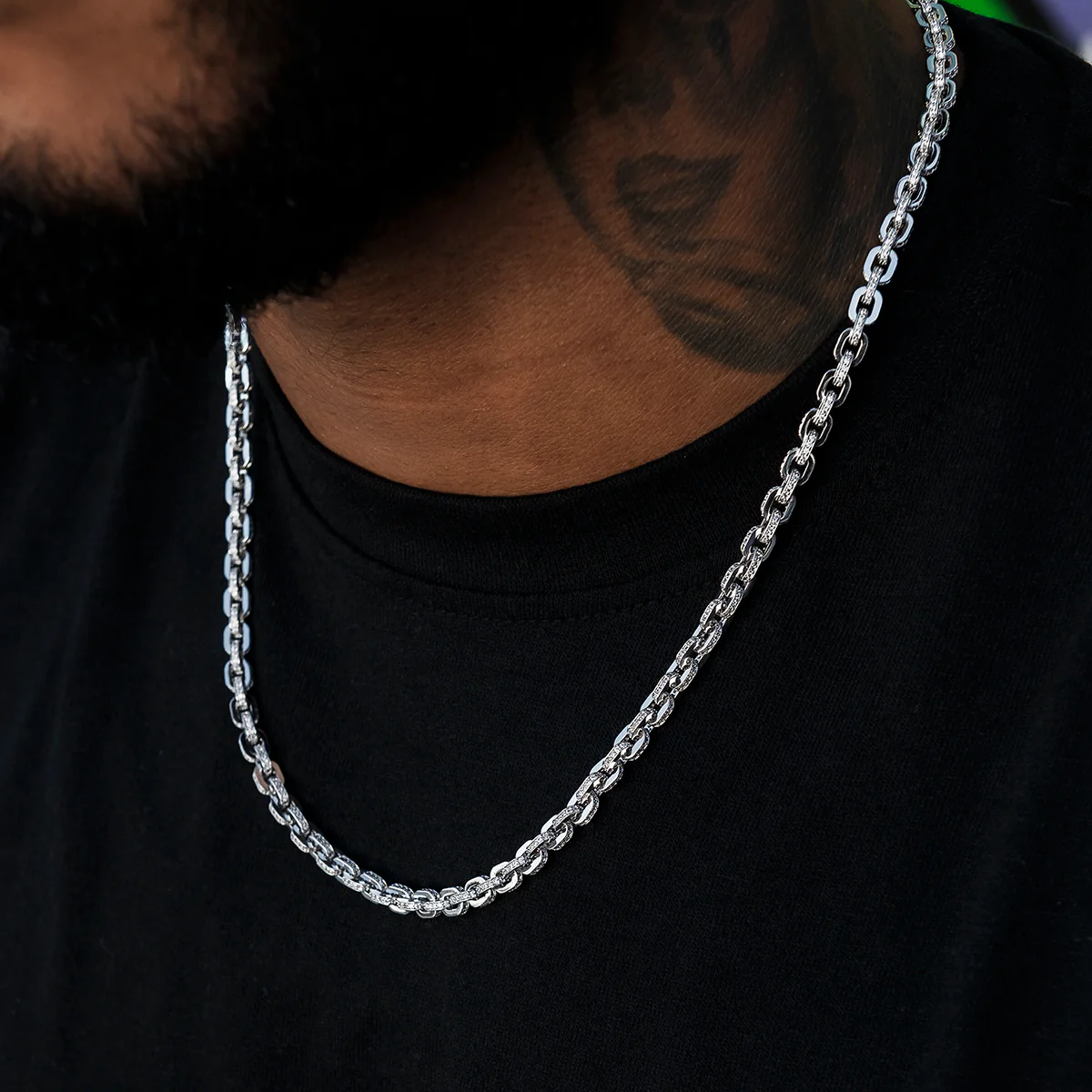 Iced Box Chain in White Gold