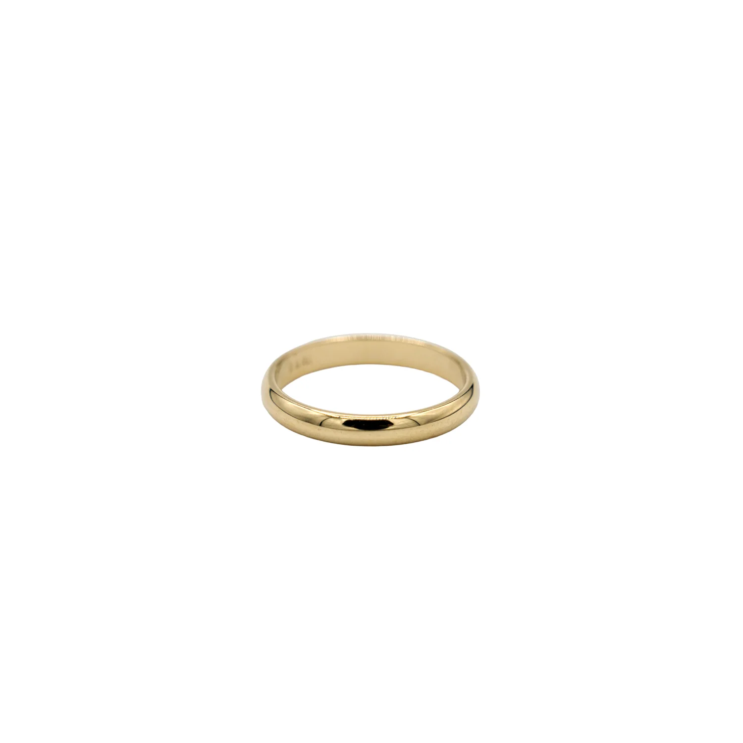 High Polish Rounded Band Ring in Solid Gold - 2mm