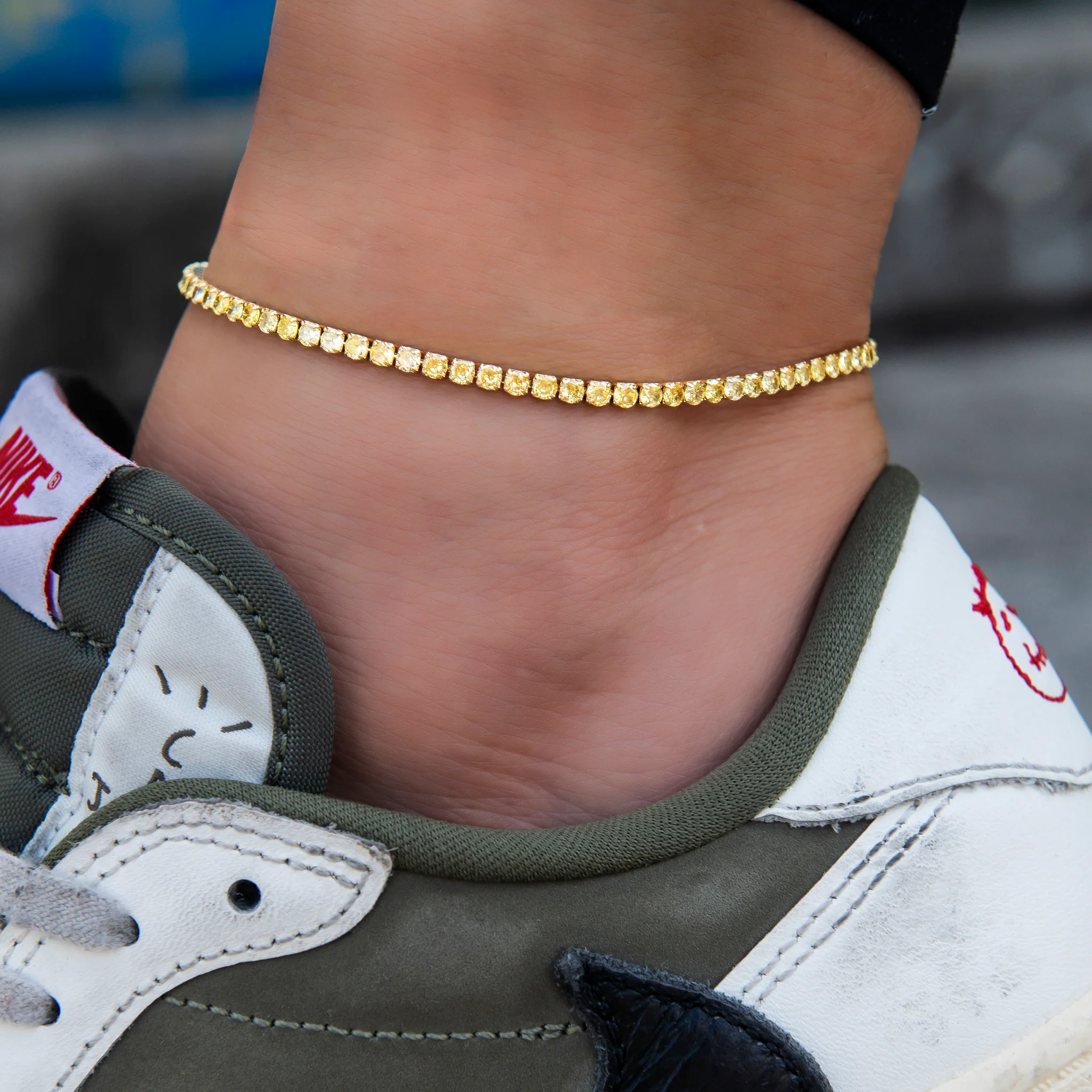 Canary Diamond Micro Tennis Anklet