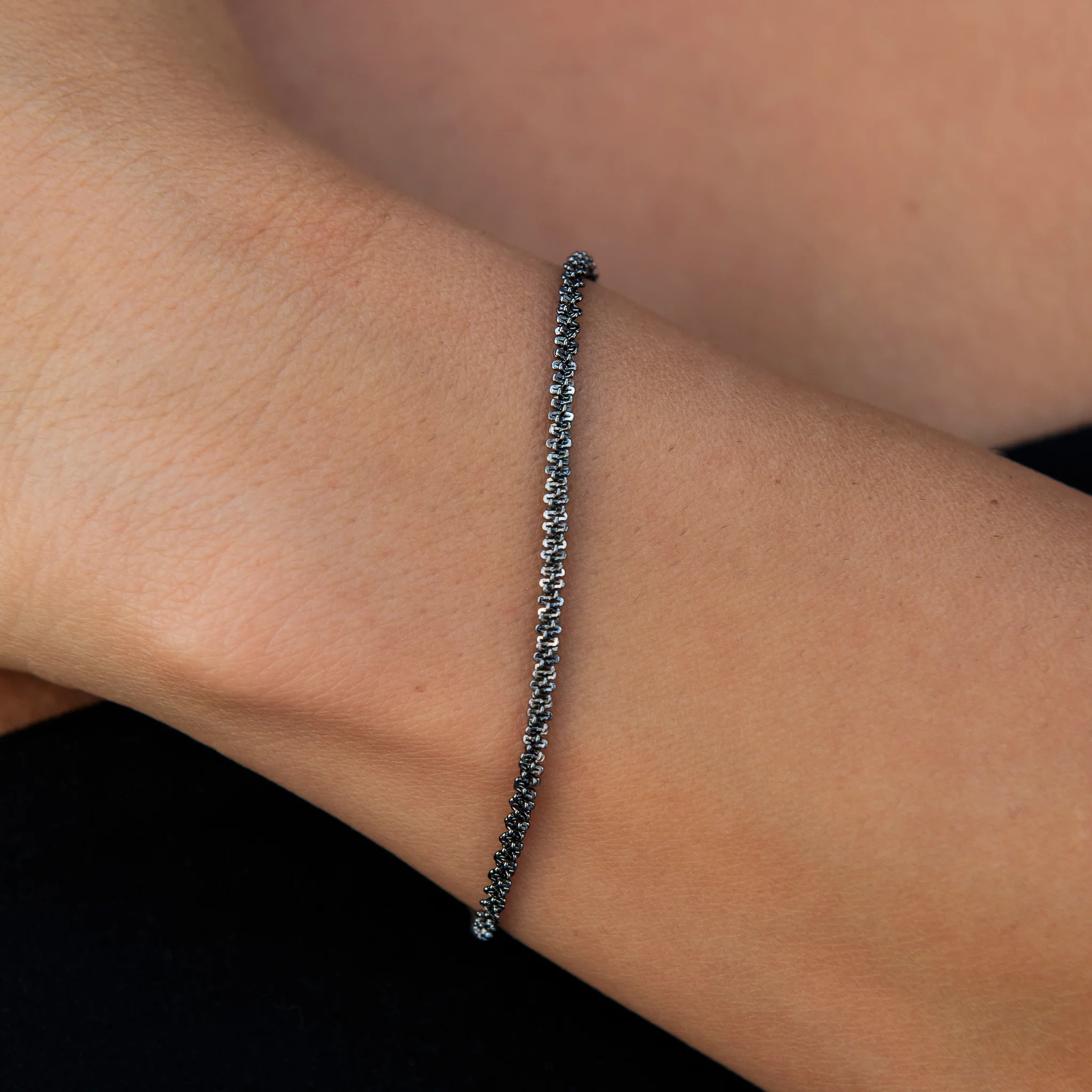 2MM Diamond Cut Popcorn Bracelet in Black