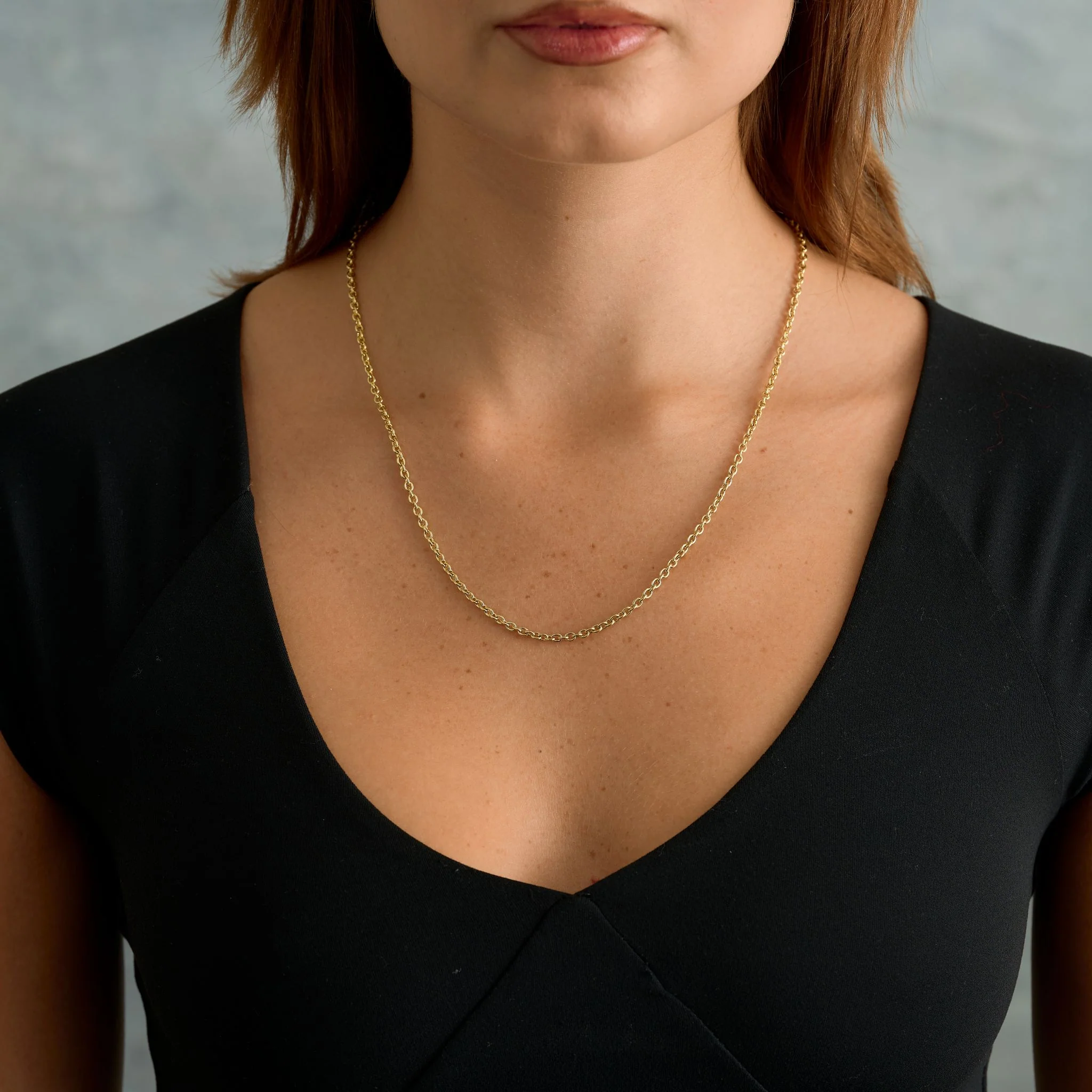 Micro Box Necklace in Yellow Gold - 3mm