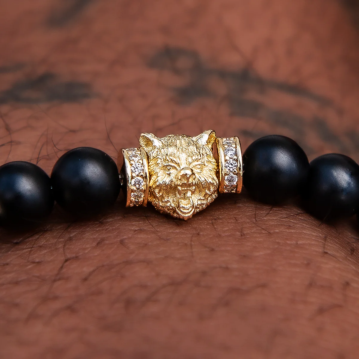 Bear Beaded Bracelet in Yellow Gold