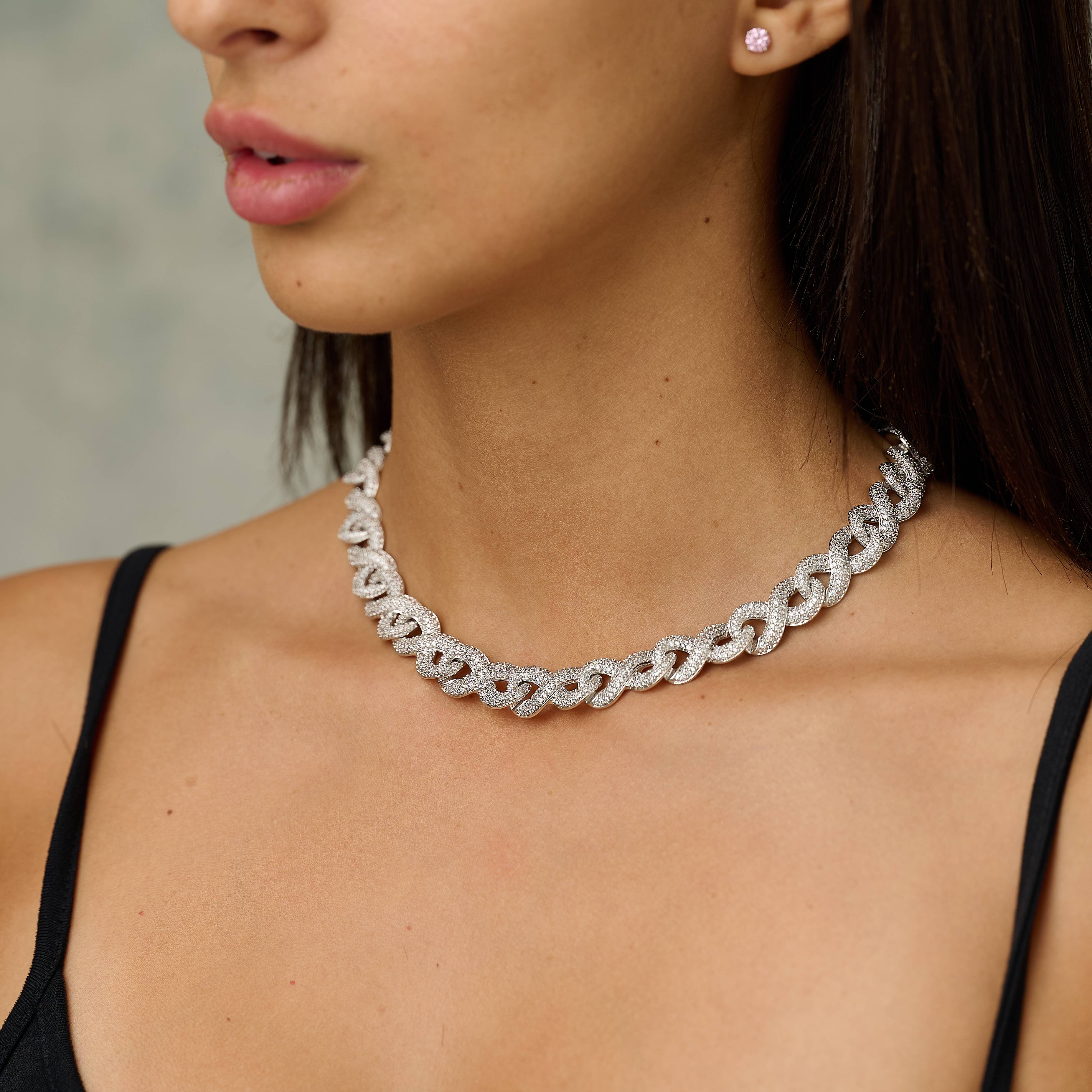 Iced Infinity Chain in White Gold - 10mm