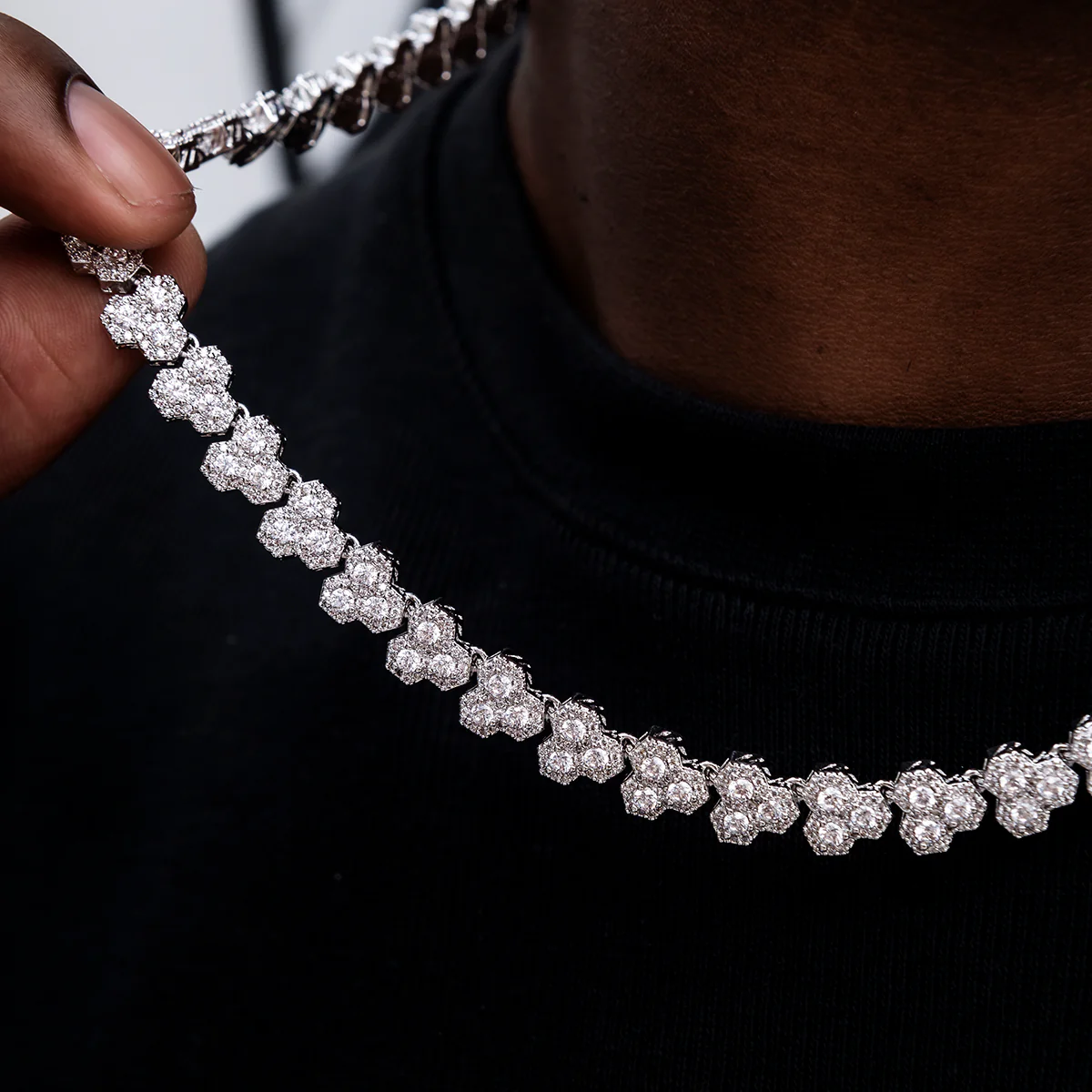 Honeycomb Chain in White Gold