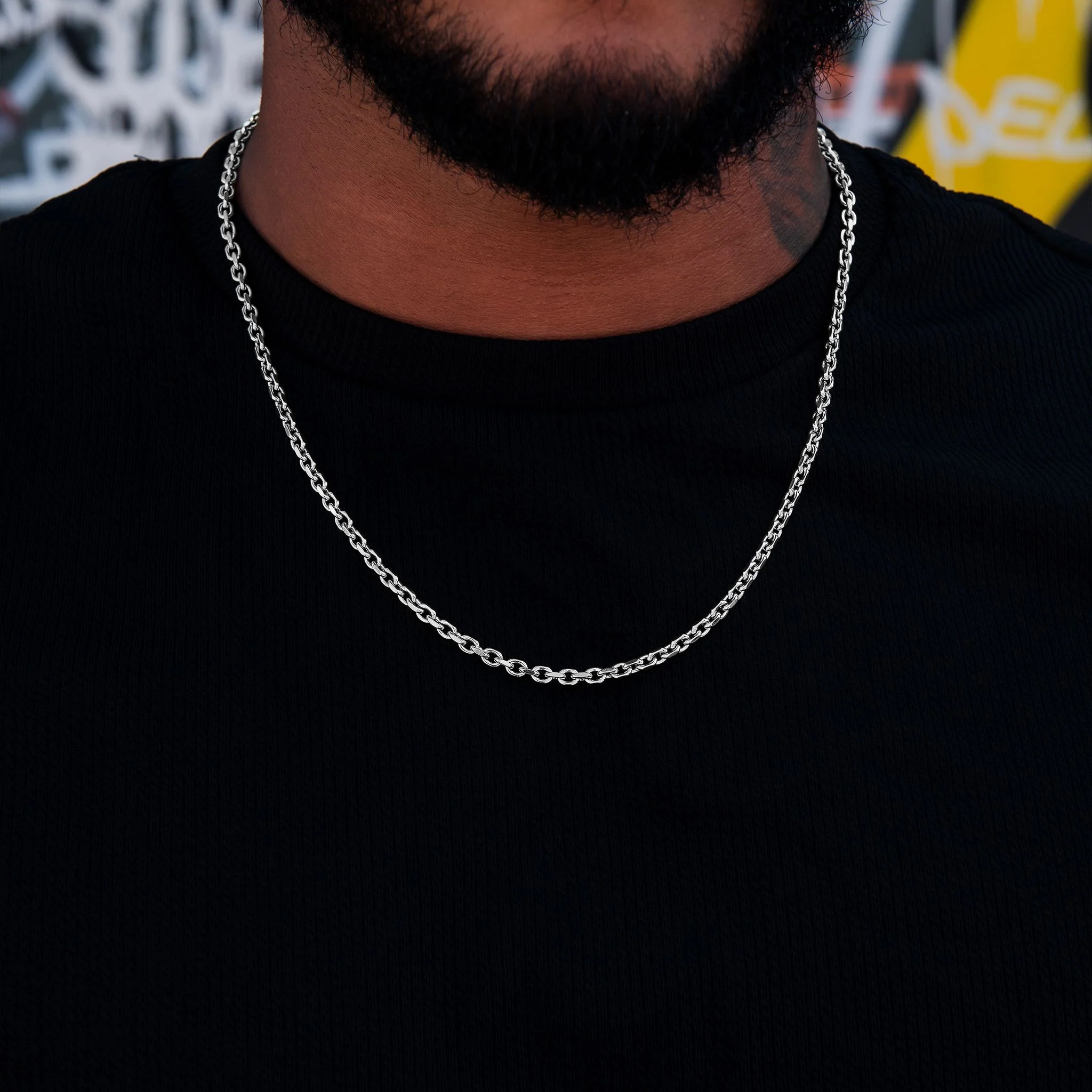 3.6MM Open Box Chain in White Gold