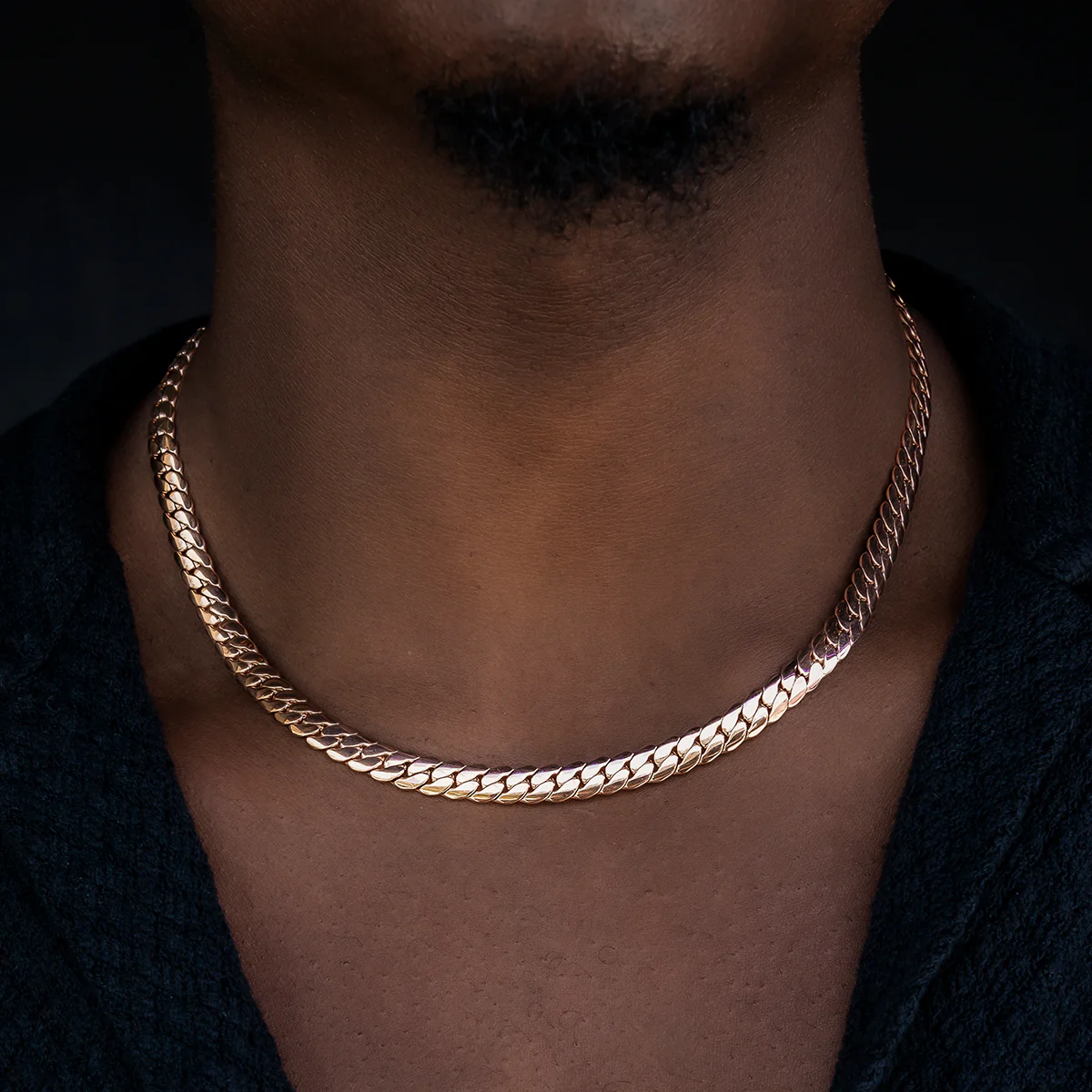 South Beach Cuban�?Chain in Rose Gold- 8mm