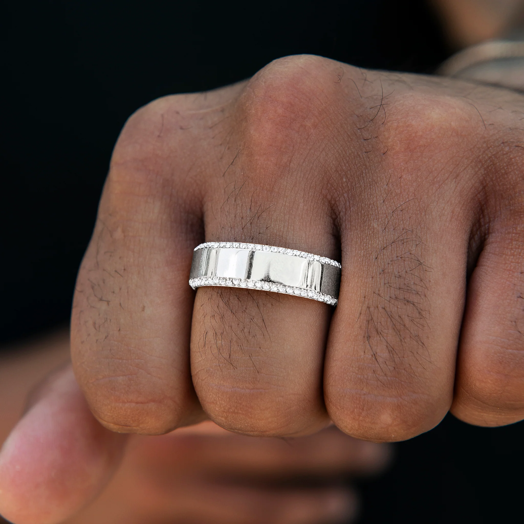 Diamond Edge Ring in White Gold