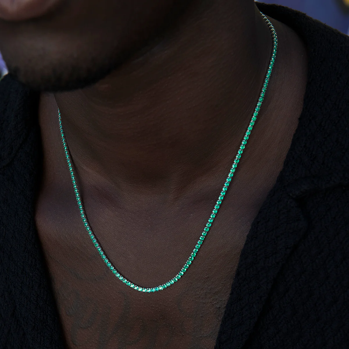 Emerald Diamond Micro Tennis Chain