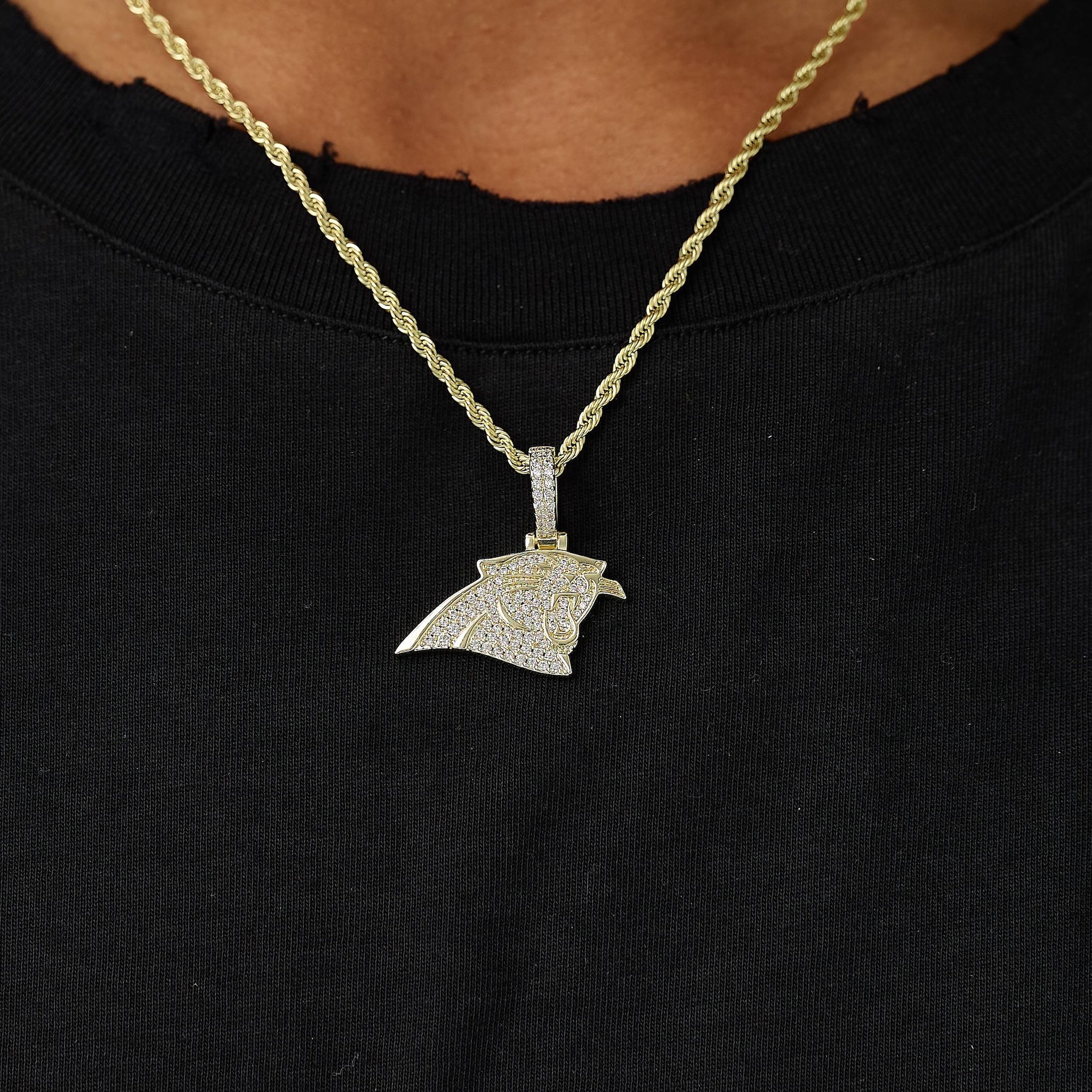 Carolina Panthers Official NFL Micro Logo Pendant in Yellow Gold