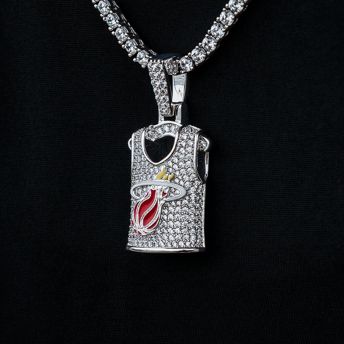Miami Heat Official NBA Jersey Pendant - White Gold