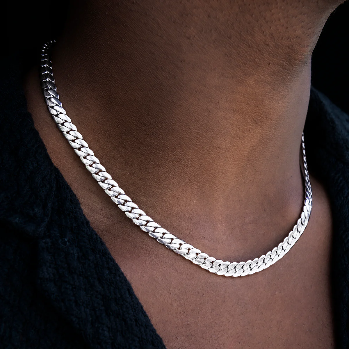 South Beach Cuban�?in White Gold- 8mm