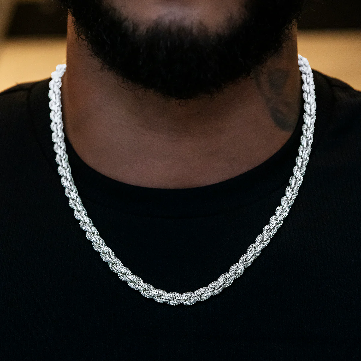 Diamond Rope Chain in White Gold- 8mm