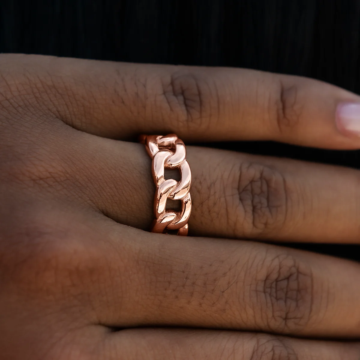 Cuban Band Ring in Rose Gold