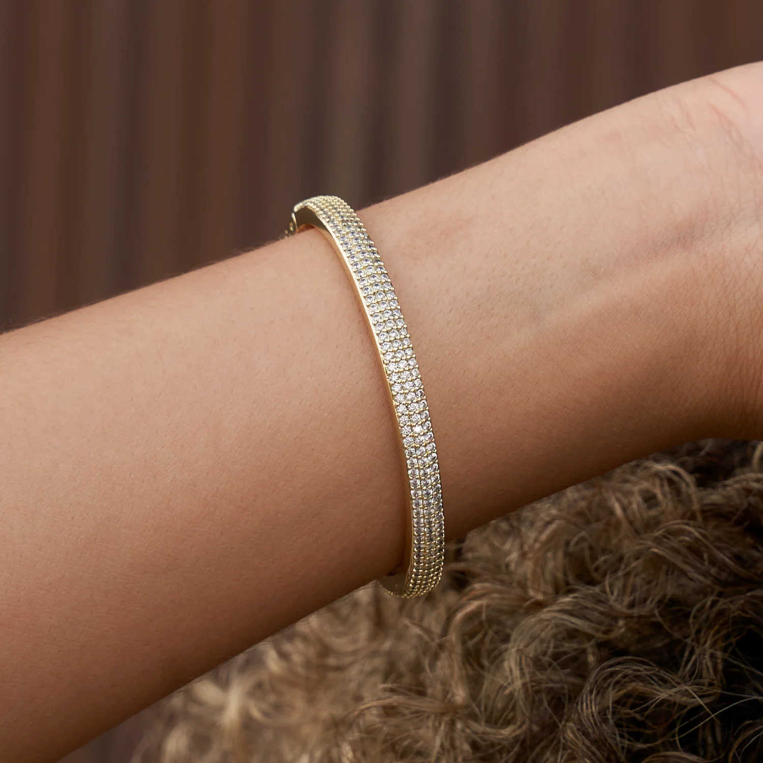 Slim Edge Pave Hinge Bracelet