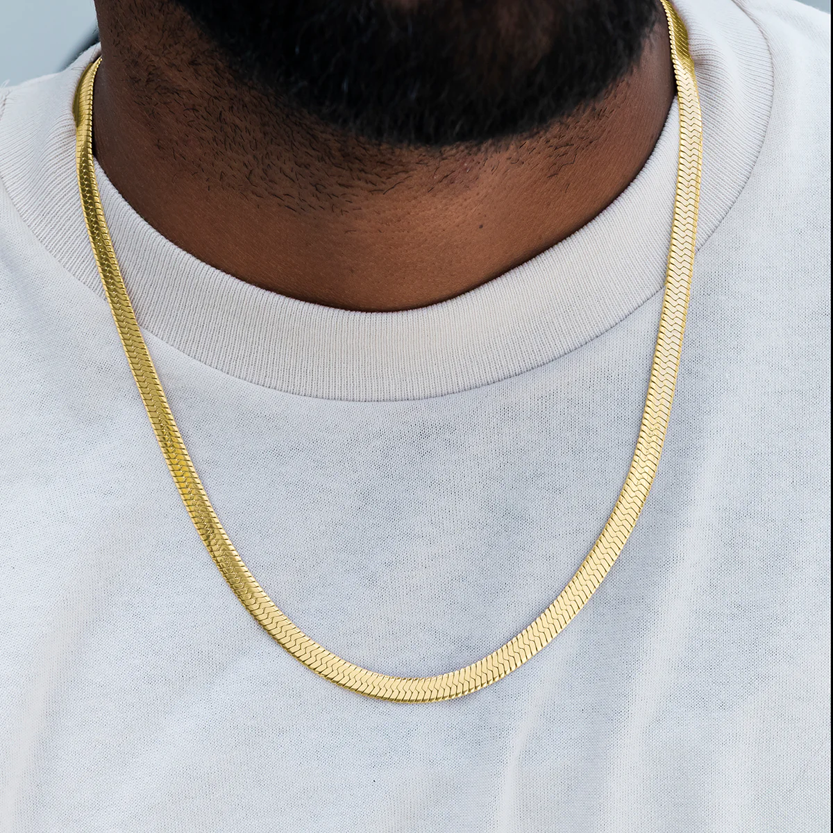 Herringbone Chain in Yellow Gold- 8mm