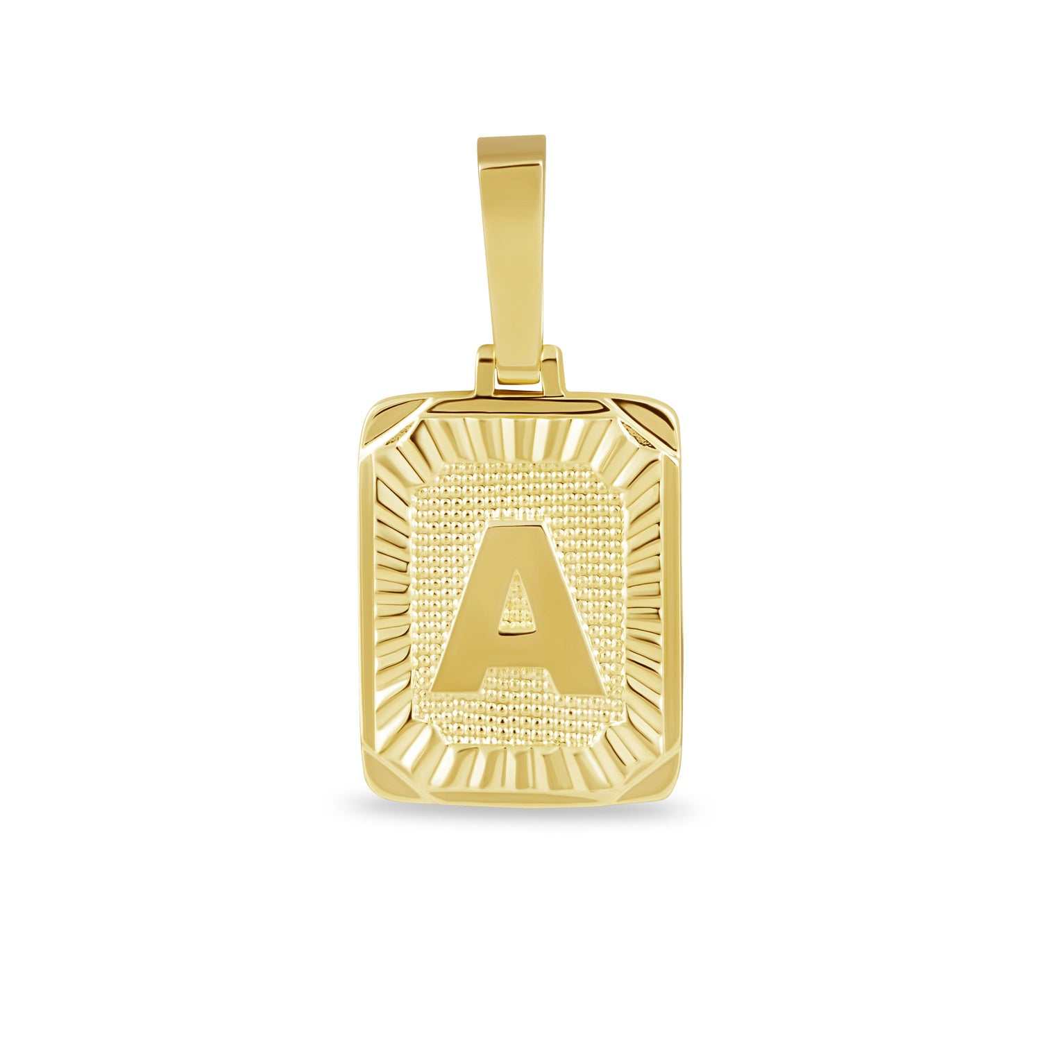 Square Initial Pendant in Yellow Gold