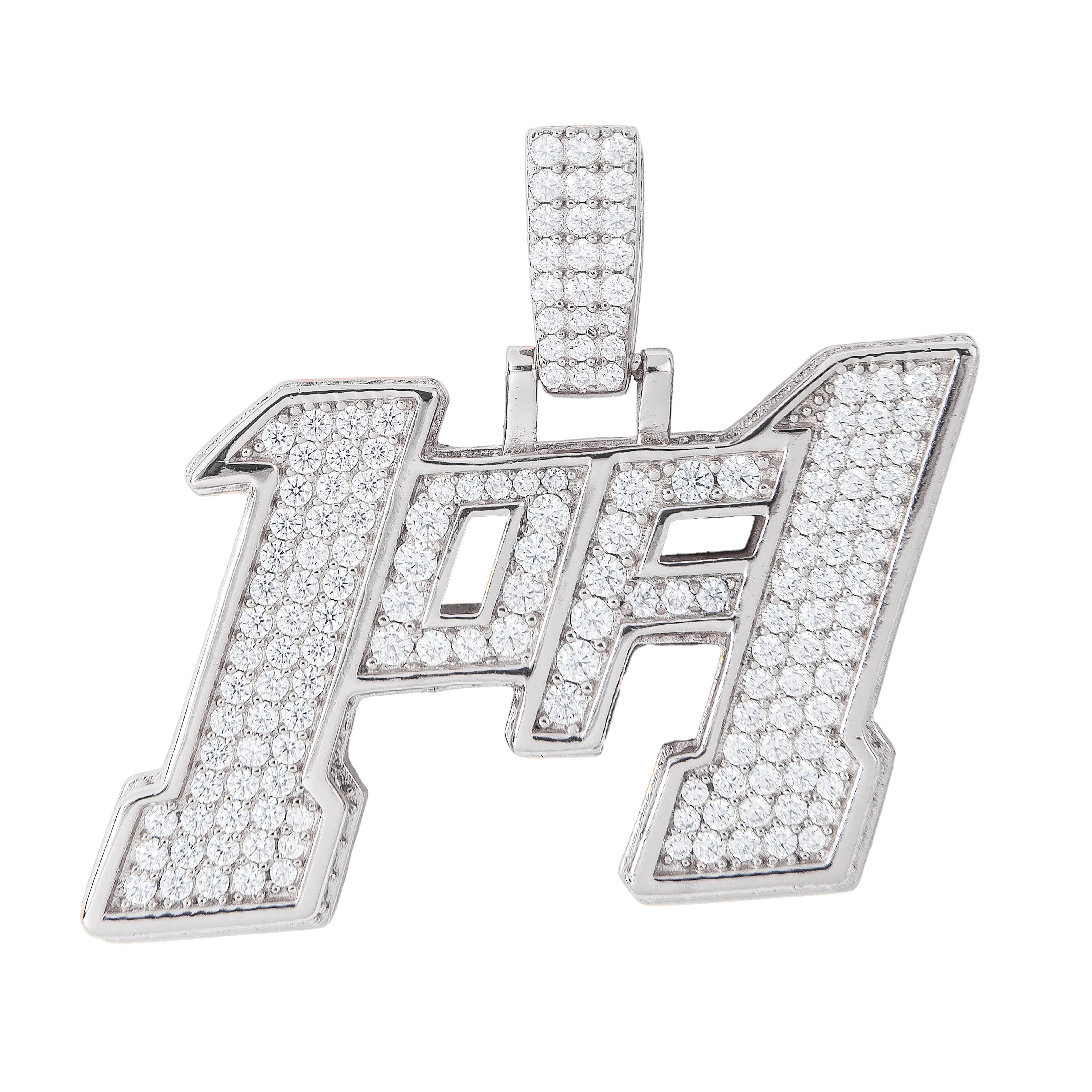 Men's Moissanite 1of1 Pendant in White Gold Vermeil