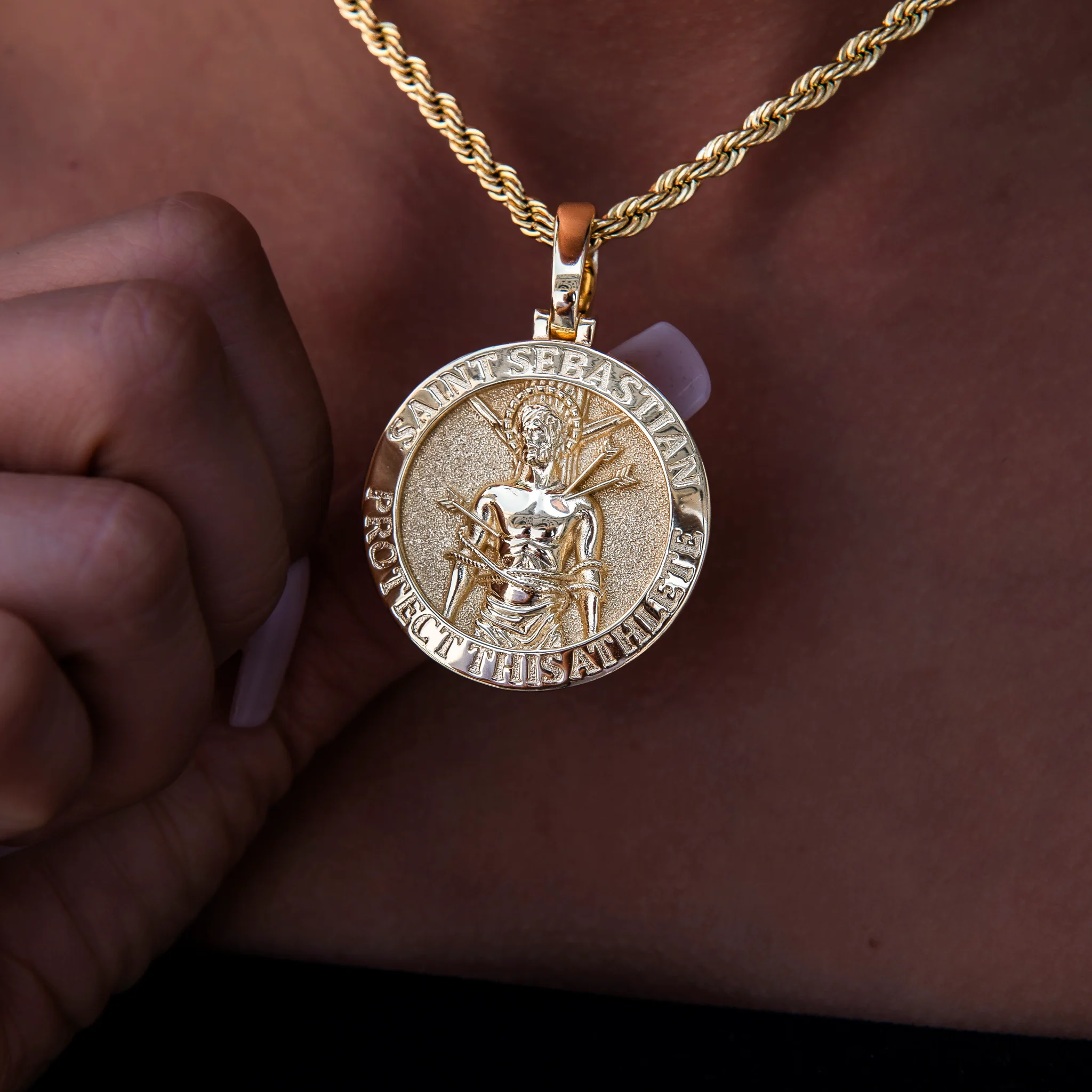 Athletes Guardian Pendant in Yellow Gold