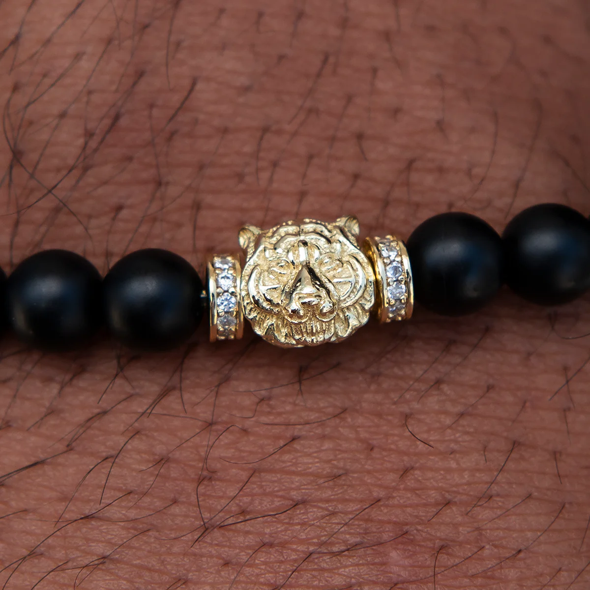 Tiger Beaded Bracelet in Yellow Gold