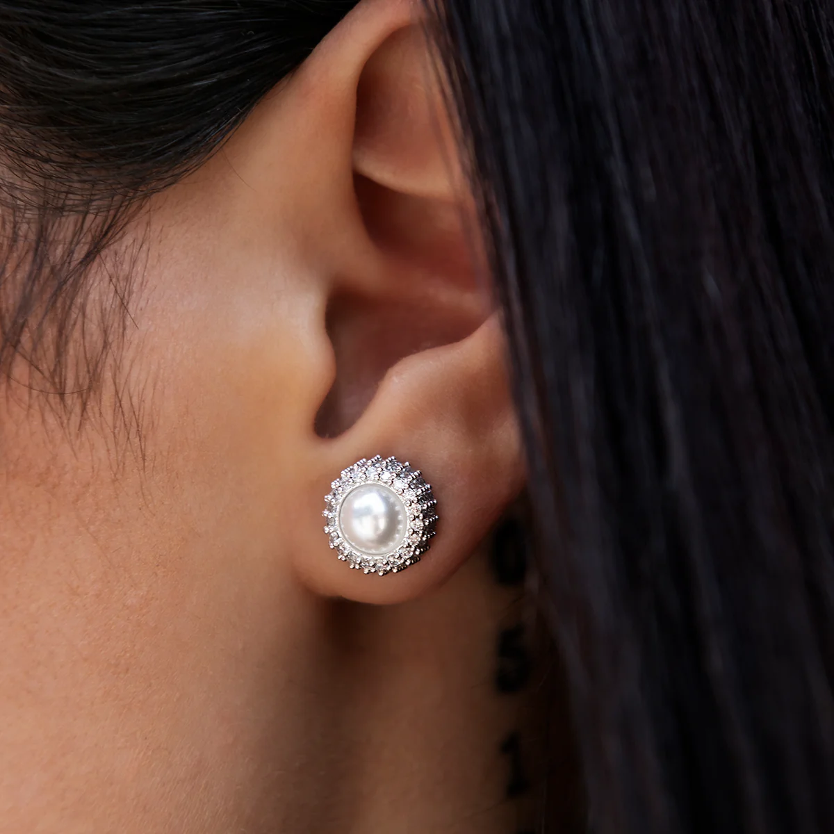 Halo Pearl Stud Earrings