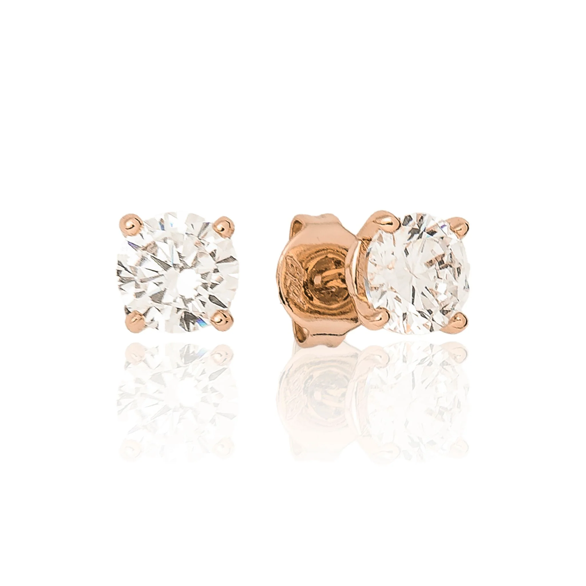 Men's Moissanite Round Cut Diamond Stud Earring in Rose Gold Vermeil - 5mm
