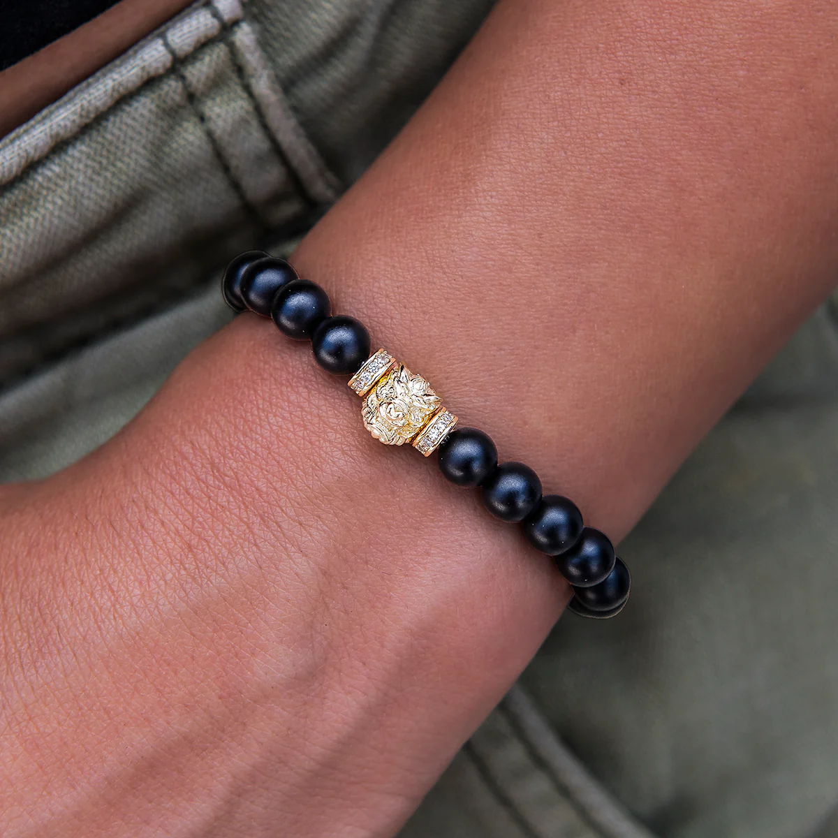 Dragon Beaded Bracelet in Yellow Gold