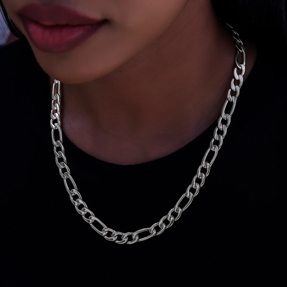 Figaro Necklace in White Gold- 9mm