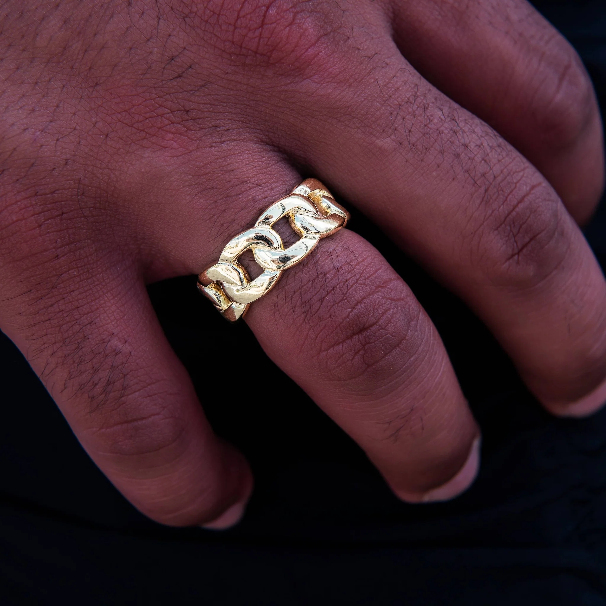 Cuban Band Ring in Yellow Gold - 9mm
