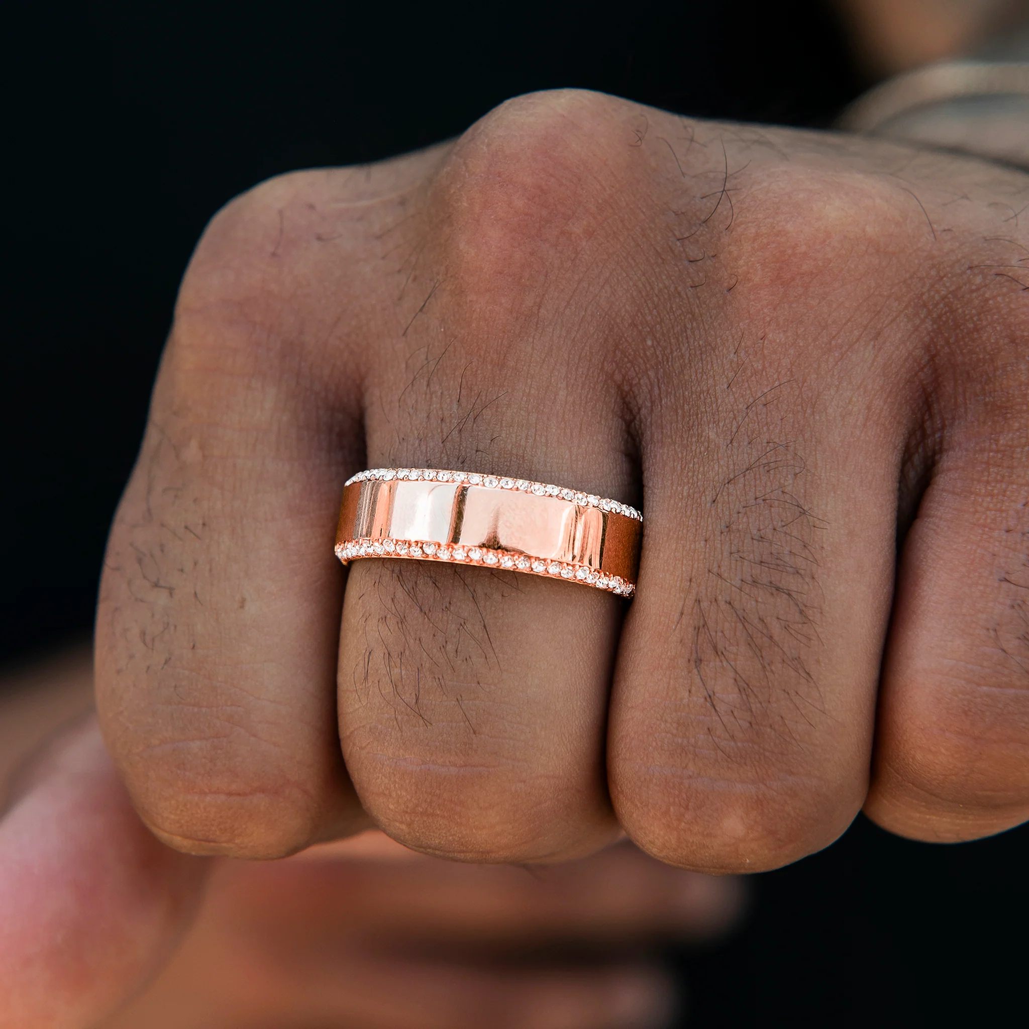 Diamond Edge Ring in Rose Gold