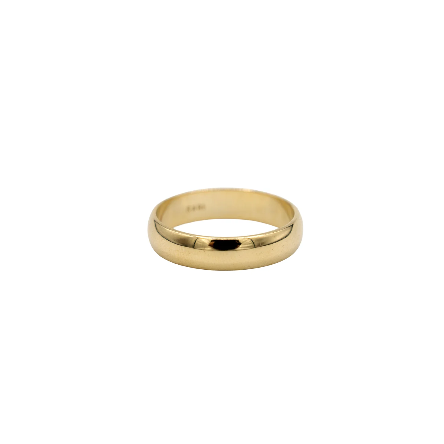 High Polish Rounded Band Ring in Solid Gold - 4mm