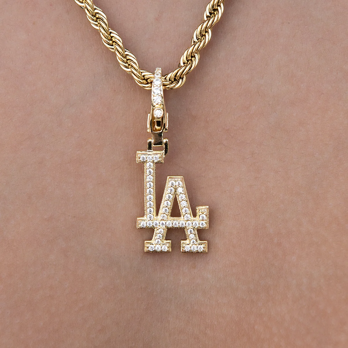 Los Angeles Dodgers Official MLB Micro Logo Clip On Charm Pendant in Yellow Gold
