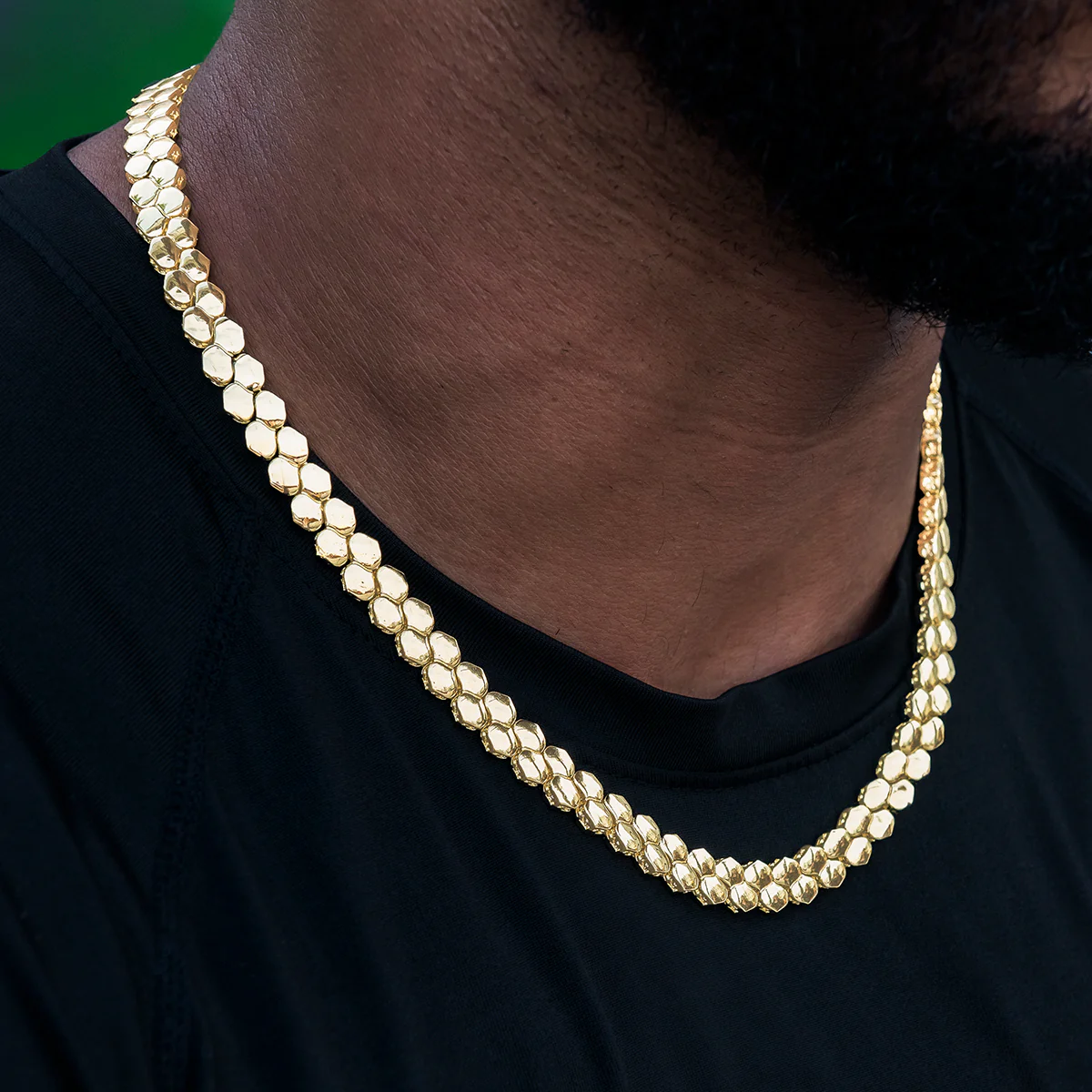 Flat Snake Link Chain in Yellow Gold -4mm