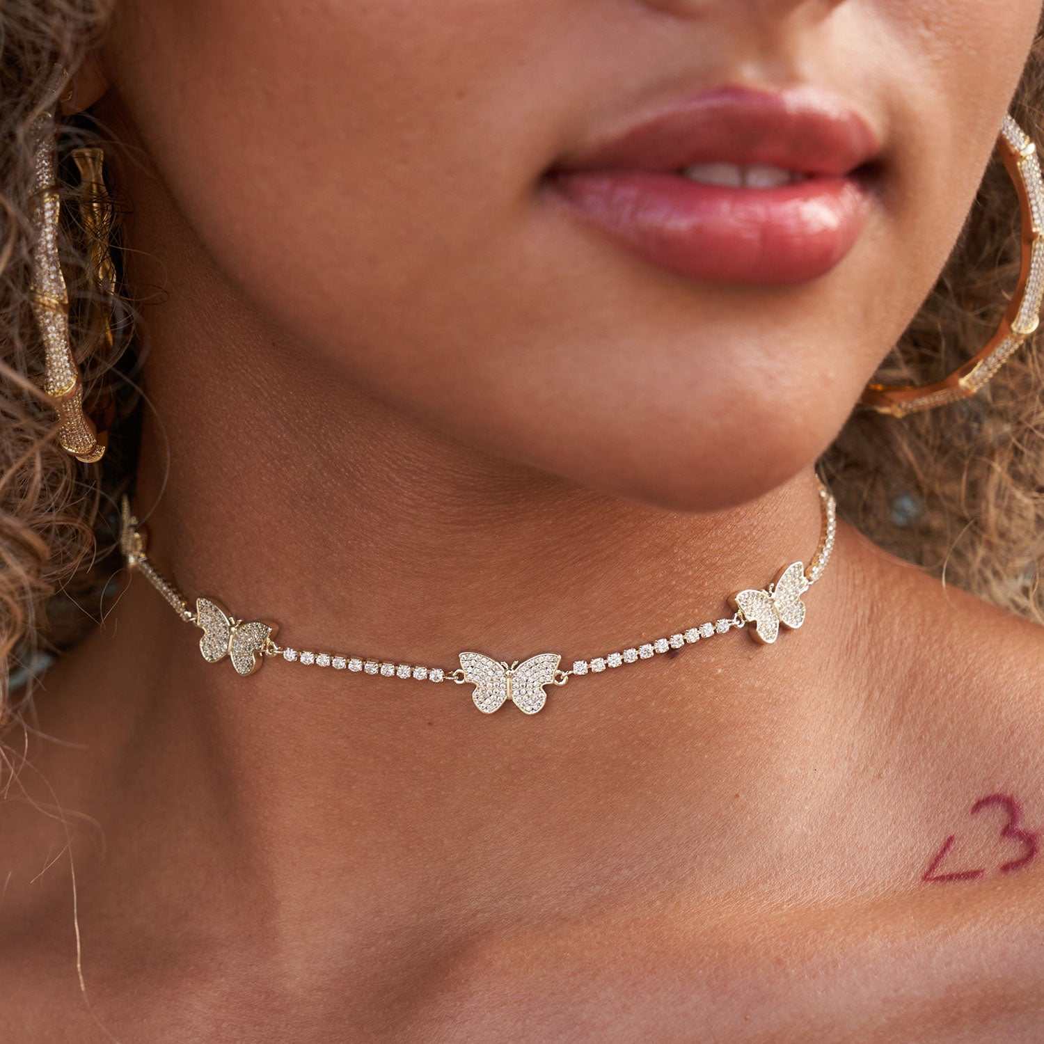 Micro Butterfly Necklace + Anklet Bundle- Yellow Gold