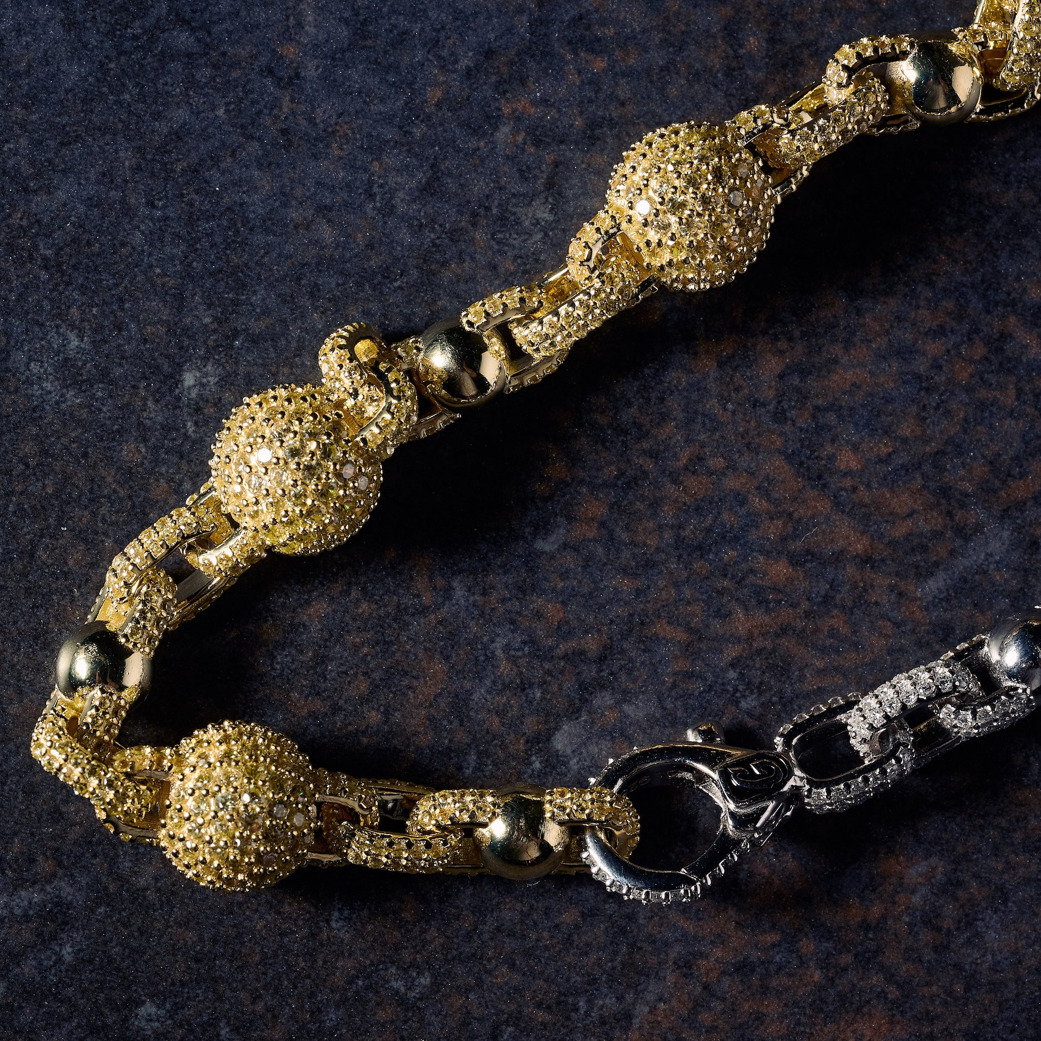 GLD X Bloody Osiris Dual Finish Ball Chain in White and Yellow Gold