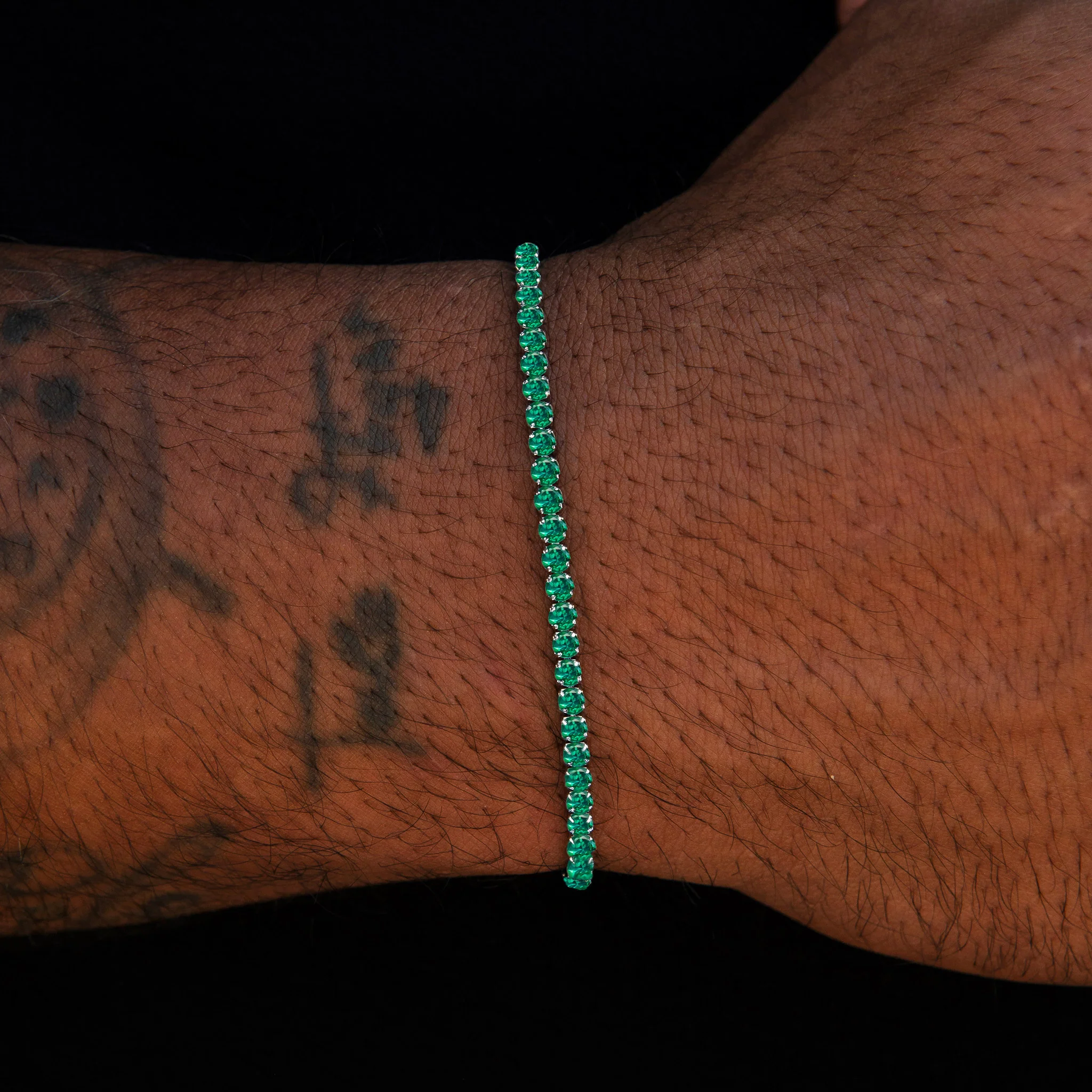 Emerald Micro Tennis Bracelet in White Gold