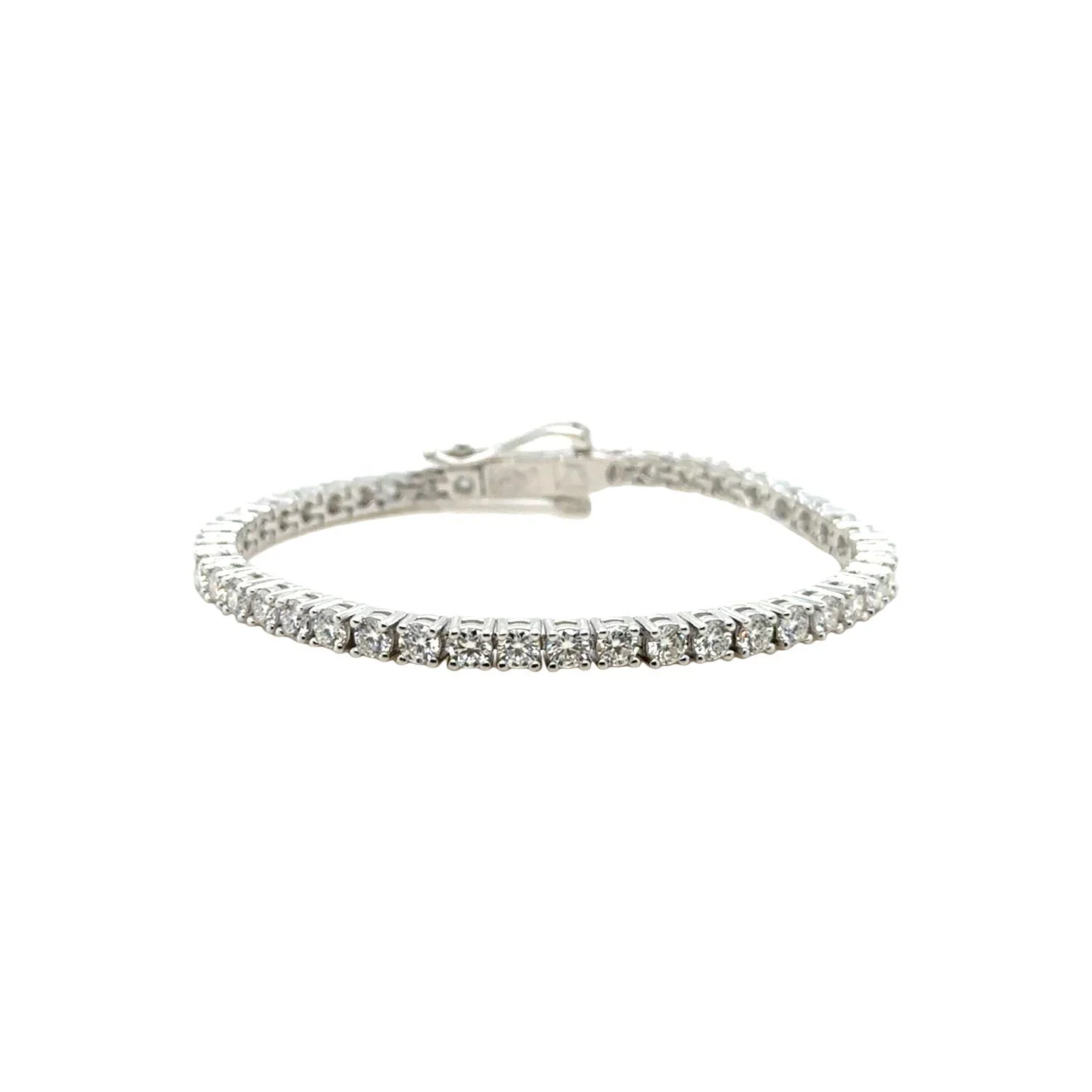 Men's Moissanite Diamond Tennis Bracelet in White Gold Vermeil- 3mm