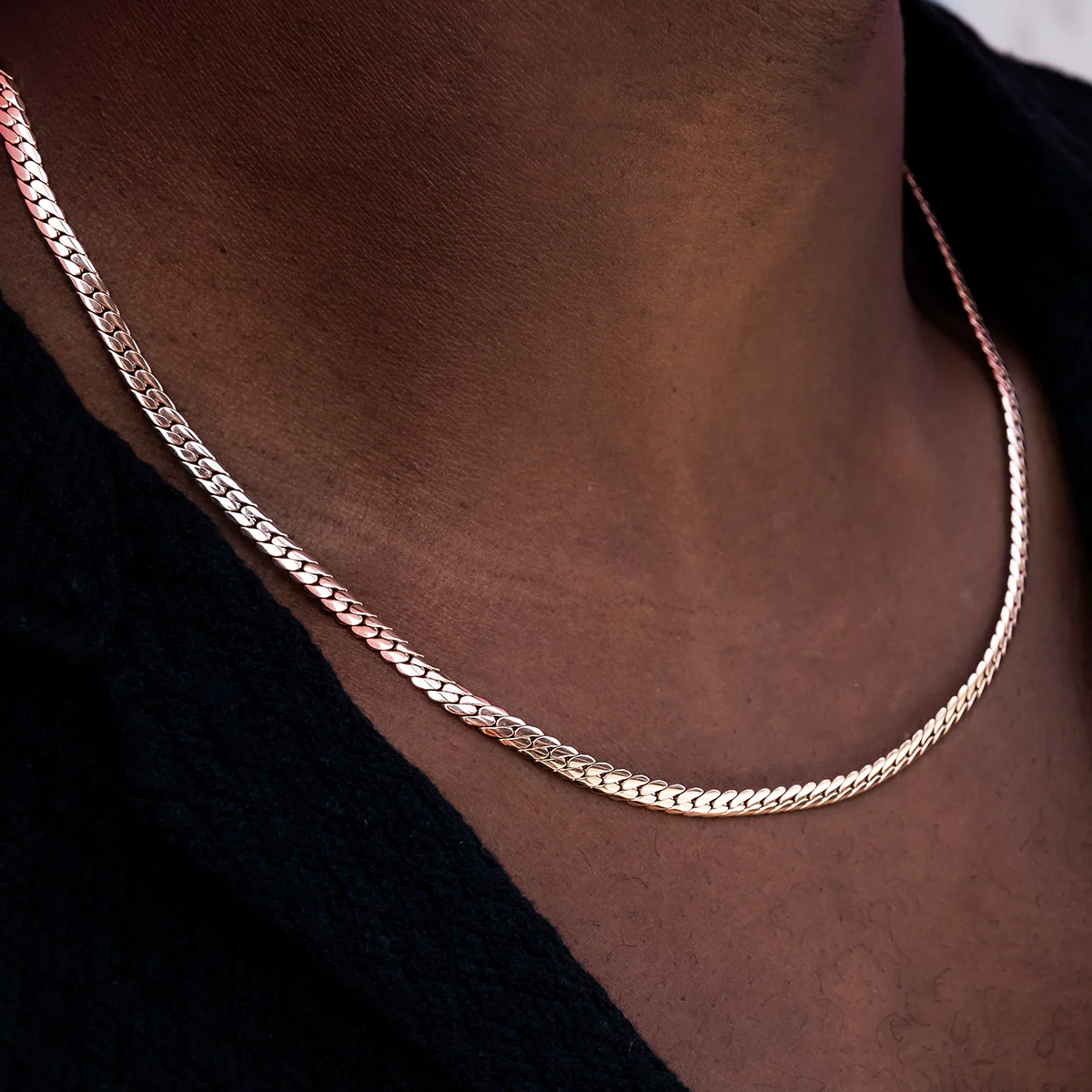 South Beach Cuban�?Chain in Rose Gold- 5mm