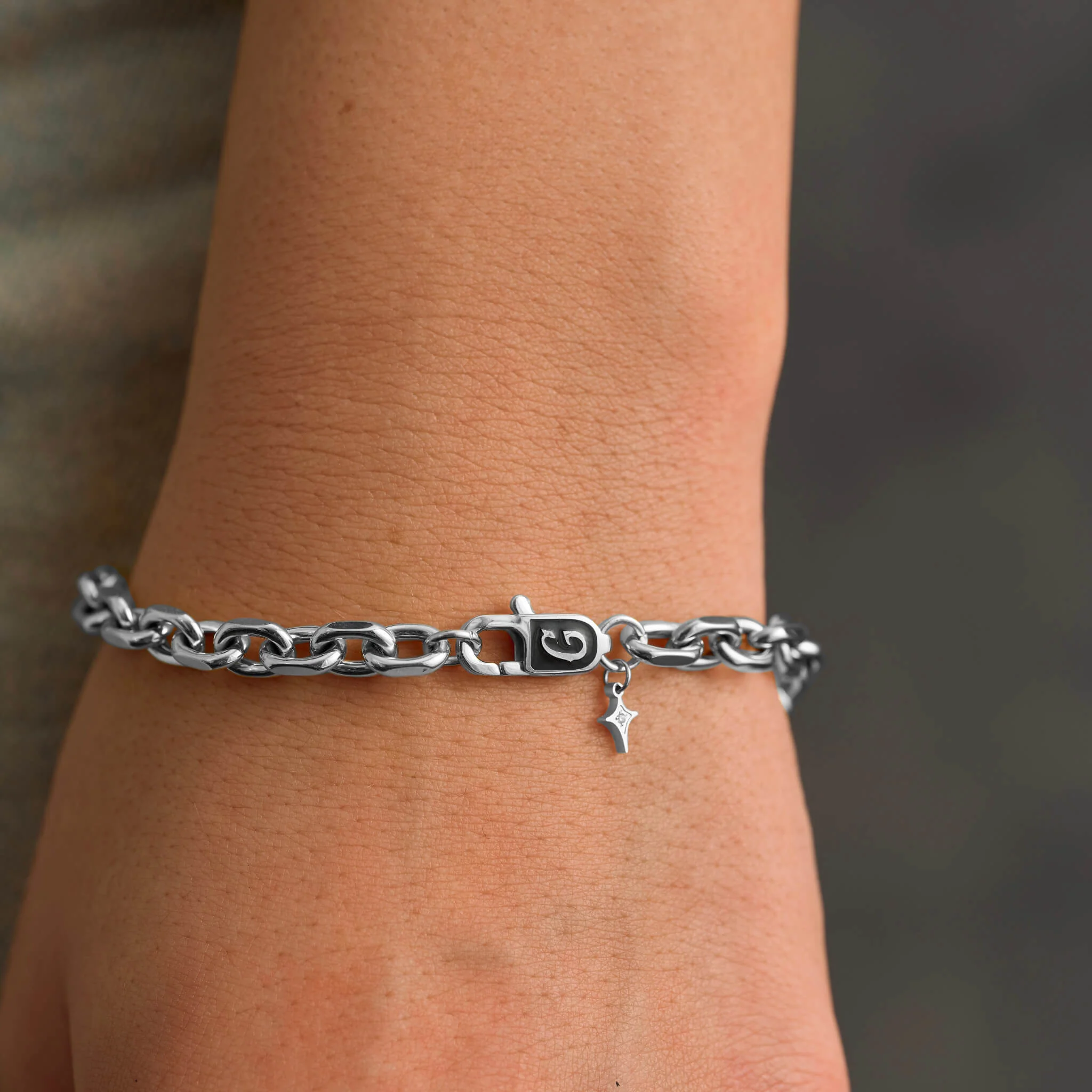 Paper Clip Chain Bracelet in White Gold - 5mm
