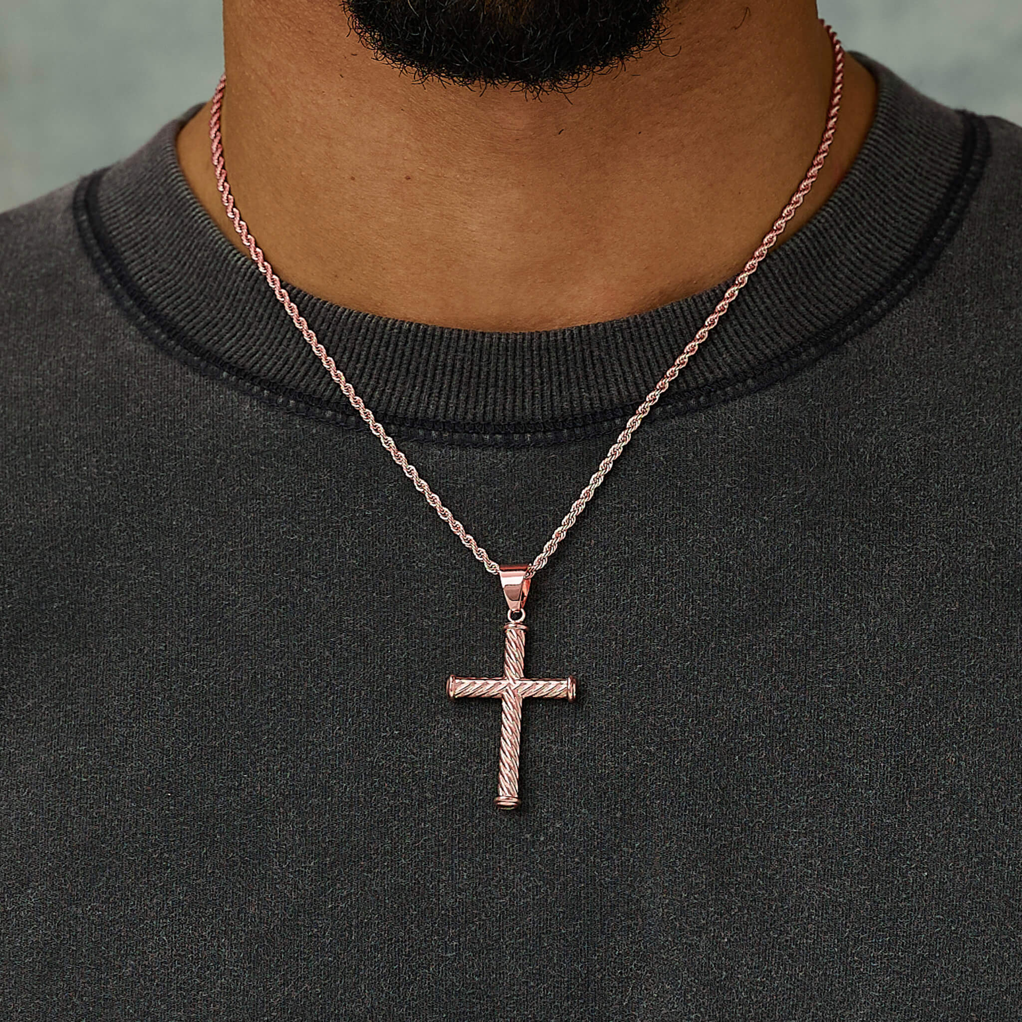 Twisted Rope Pendant in Rose Gold