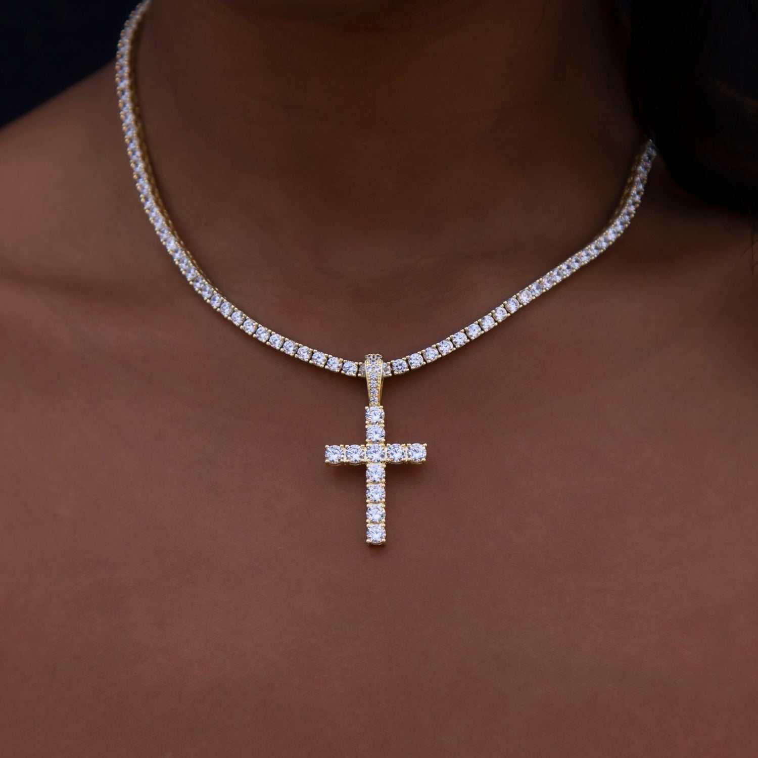 Diamond Cross in Yellow Gold