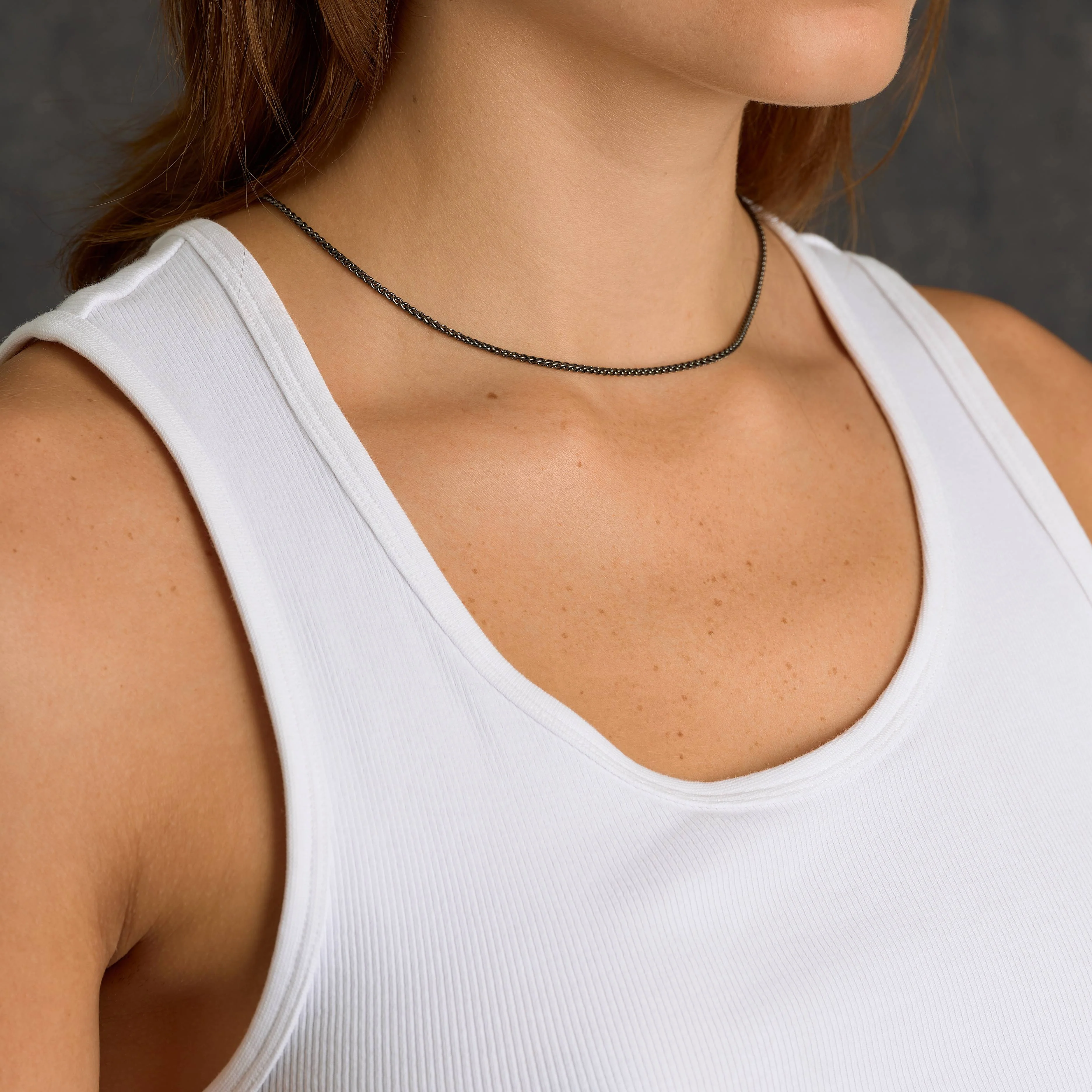 Palm Chain Necklace in Black - 2mm