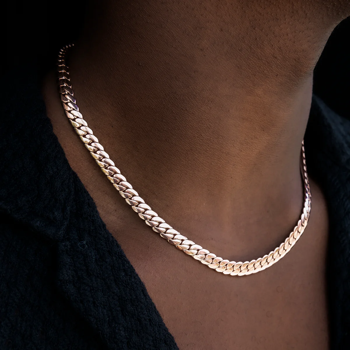 South Beach Cuban�?Chain in Rose Gold- 8mm