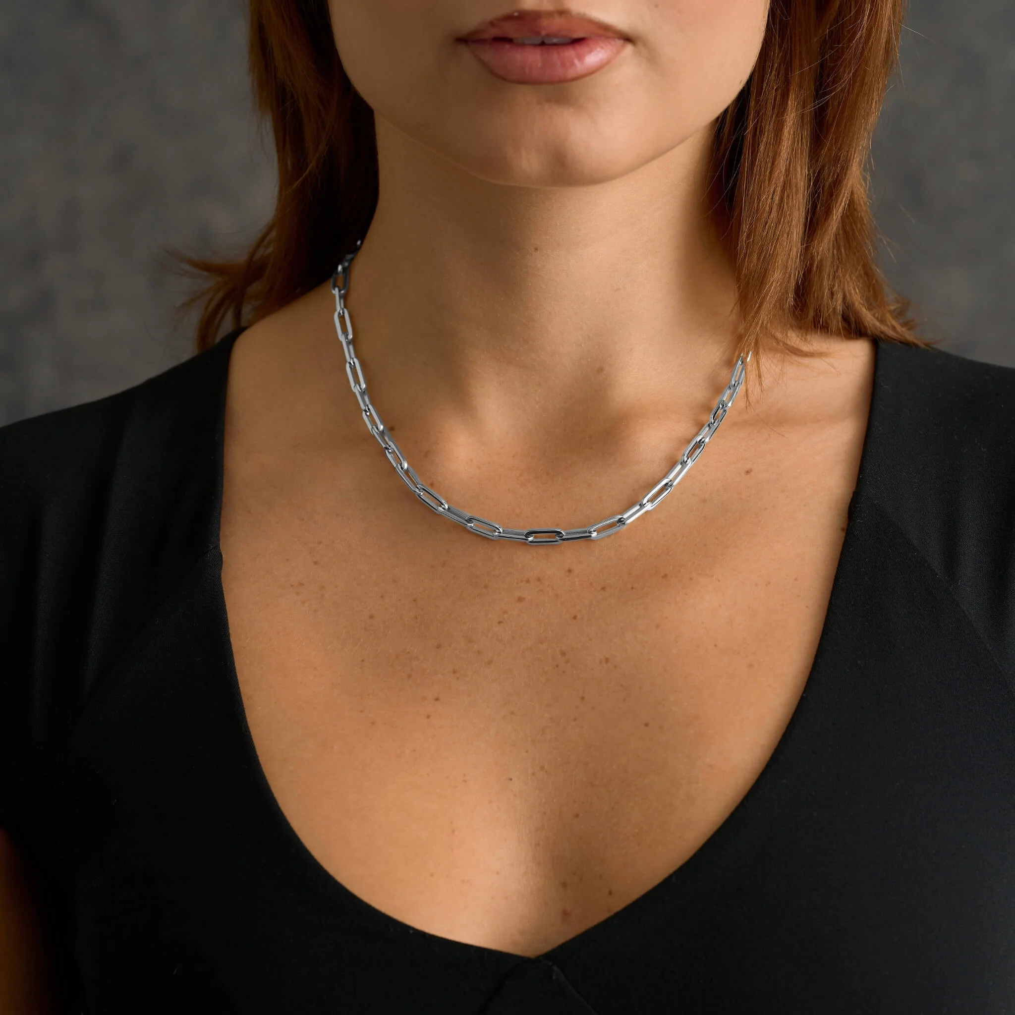 Paper Clip Chain Necklace in White Gold - 5mm