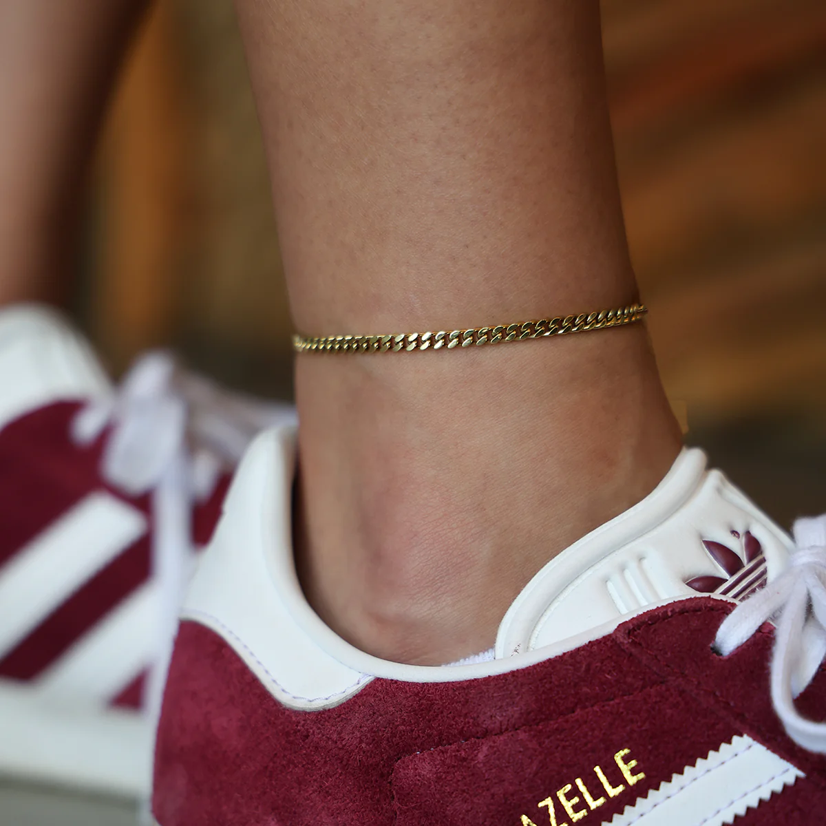 Micro Cuban Anklet in Yellow Gold- 3mm