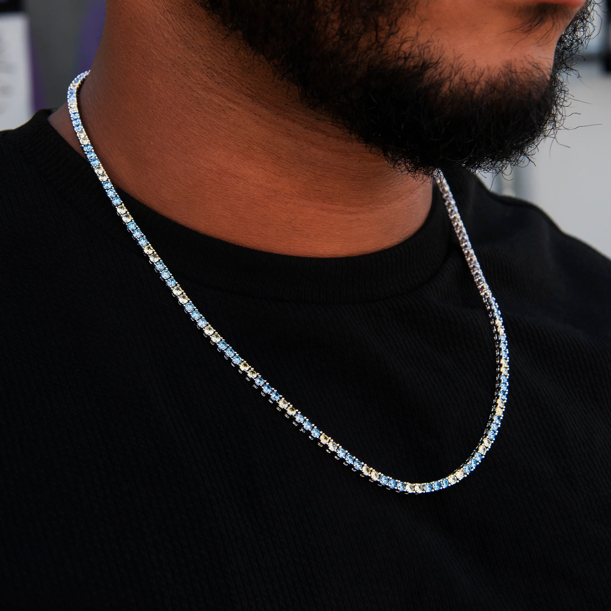 3MM Diamond Tennis Chain - Turquoise Yellow