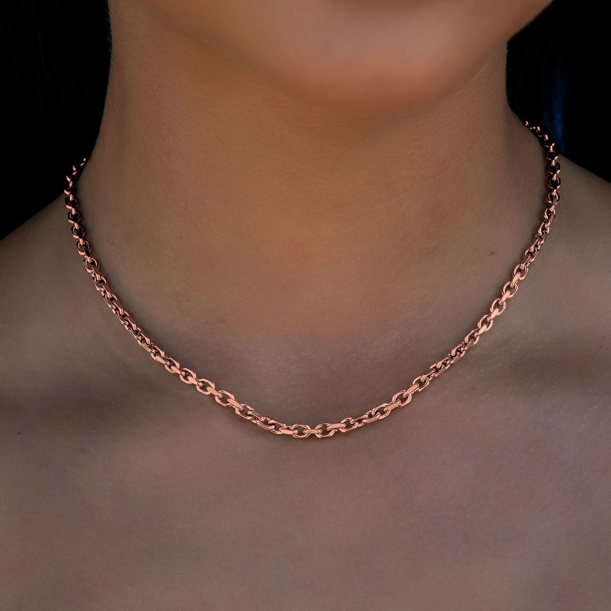 3.6MM Open Box Necklace in Rose Gold